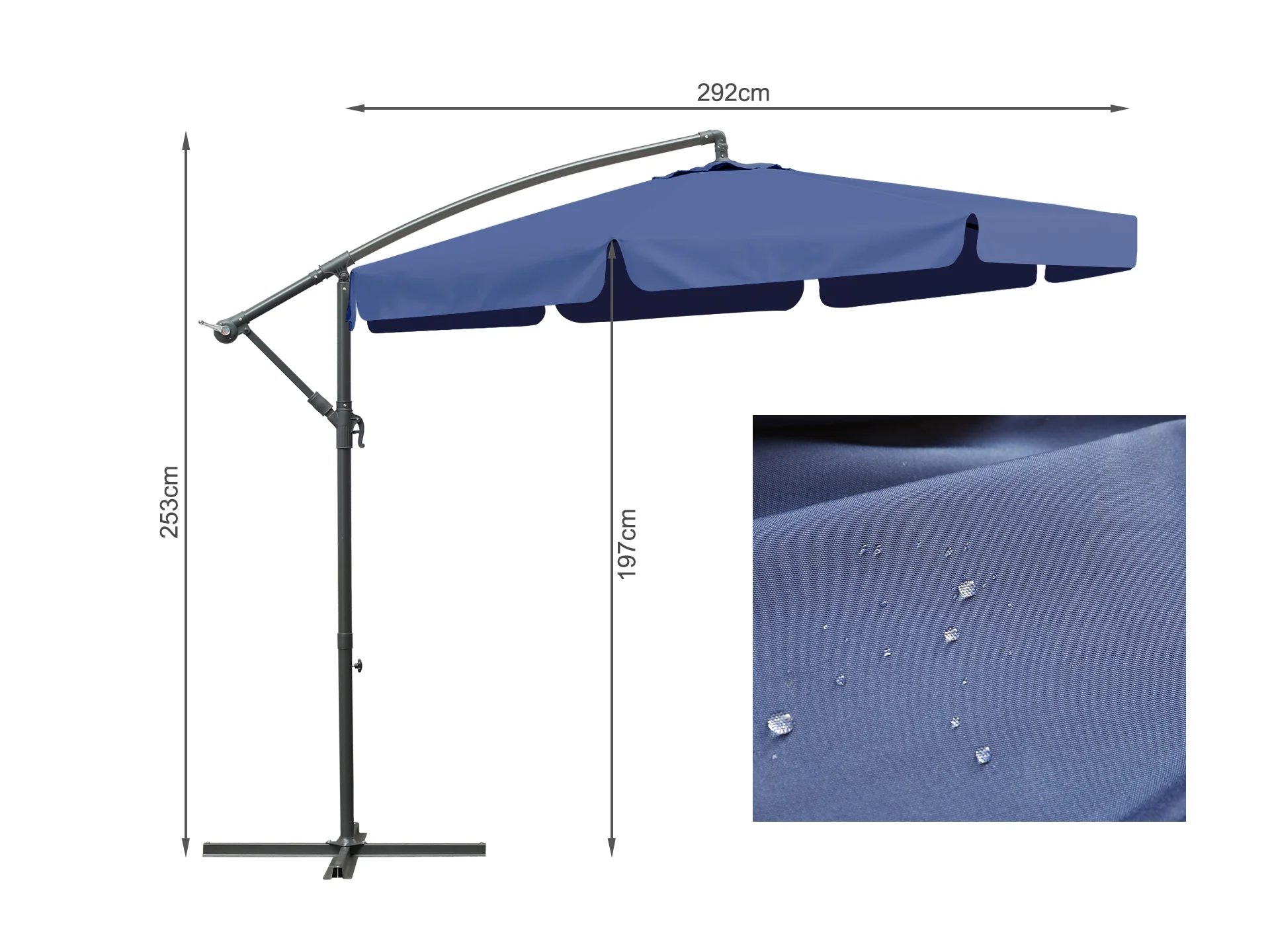 Toughout Puriri Outdoor Cantilever Umbrella 3m - Navy - Image 7