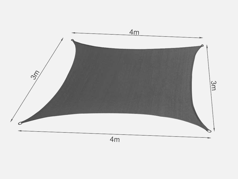 TOUGHOUT Shade Sail Rectangle 3m x 4m - CHARCOAL - Image 7