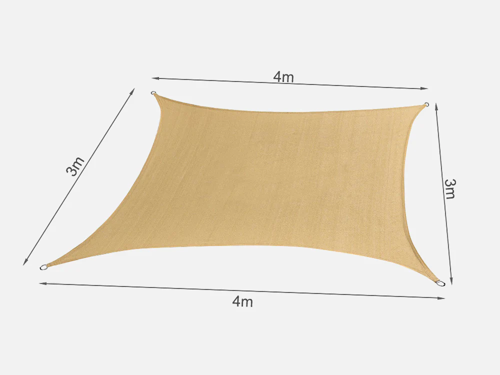 TOUGHOUT Shade Sail Rectangle 3m x 4m - DESERT SAND - Image 7