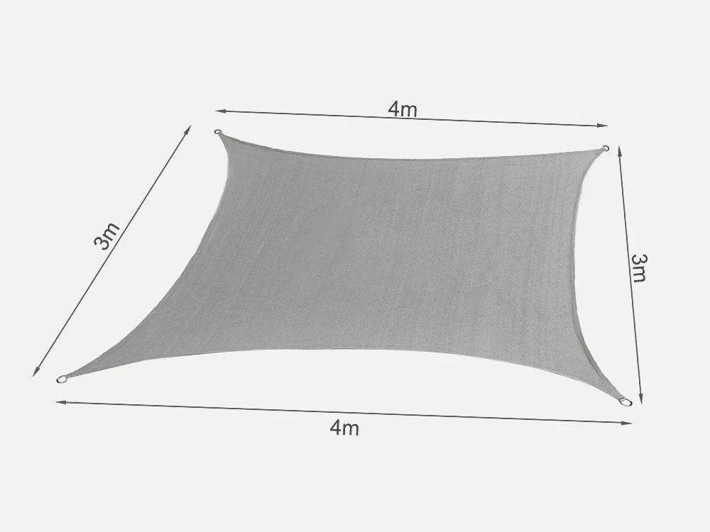 TOUGHOUT Shade Sail Rectangle 3m x 4m - GREY - Image 5