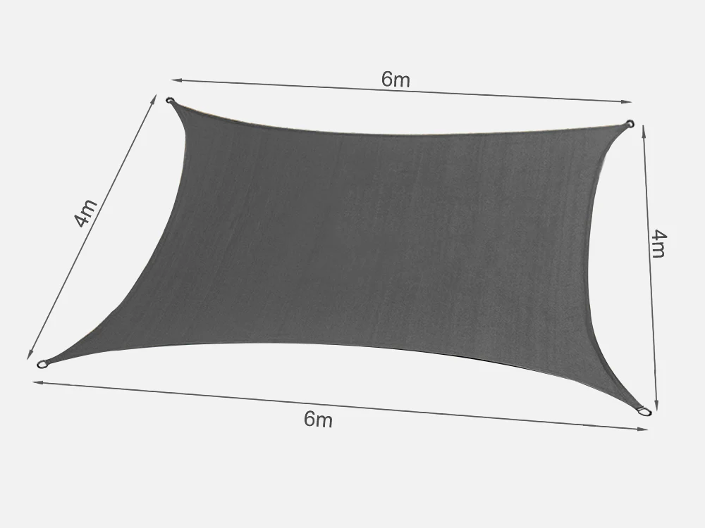 TOUGHOUT Shade Sail Rectangle 4m x 6m - CHARCOAL - Image 8