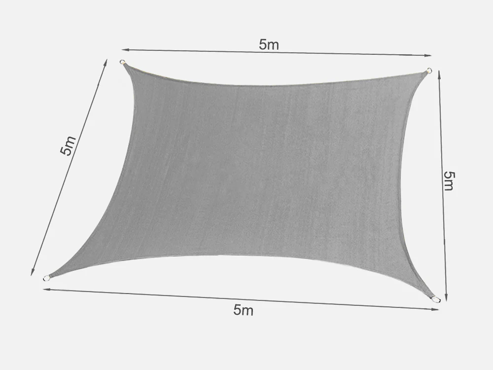 TOUGHOUT Shade Sail Square 5m x 5m - GREY - Image 8