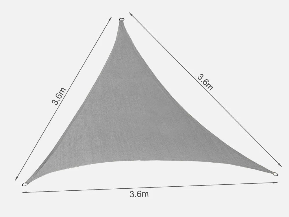 TOUGHOUT Shade Sail Triangle 3.6m x 3.6m x 3.6m - GREY - Image 7