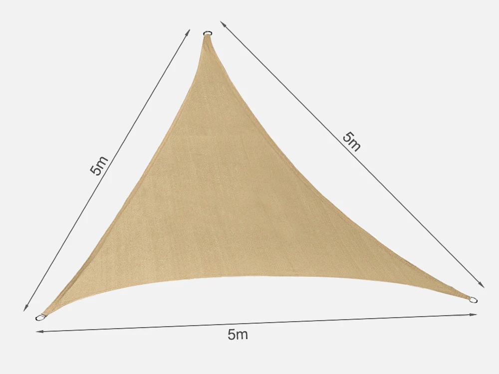 TOUGHOUT Shade Sail Triangle 5m x 5m x 5m - DESERT SAND - Image 7