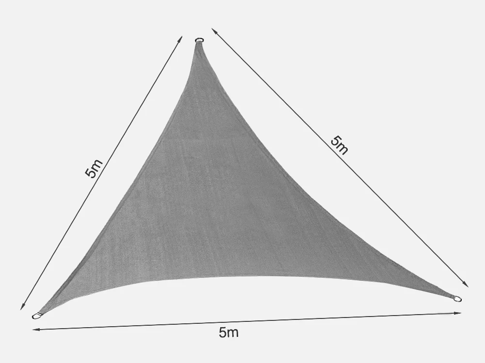 TOUGHOUT Shade Sail Triangle 5m x 5m x 5m - GREY - Image 7