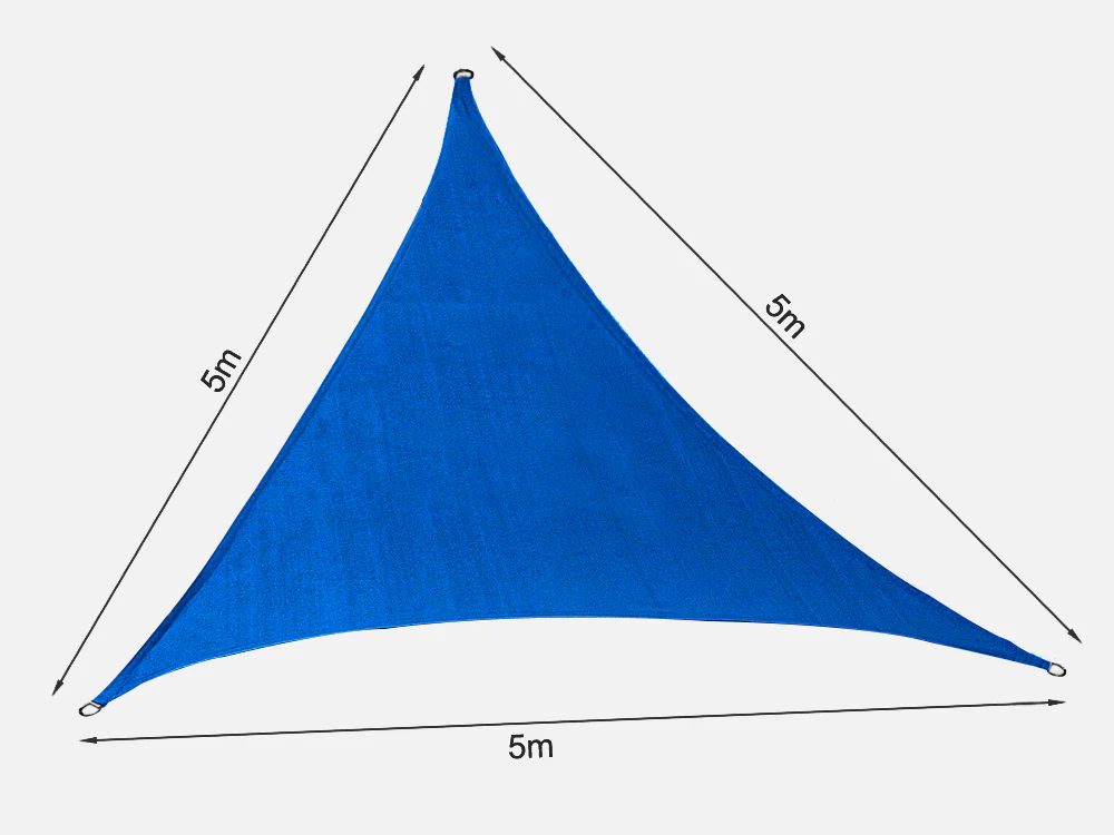 TOUGHOUT Shade Sail Triangle 5m x 5m x 5m - OCEAN BLUE - Image 8