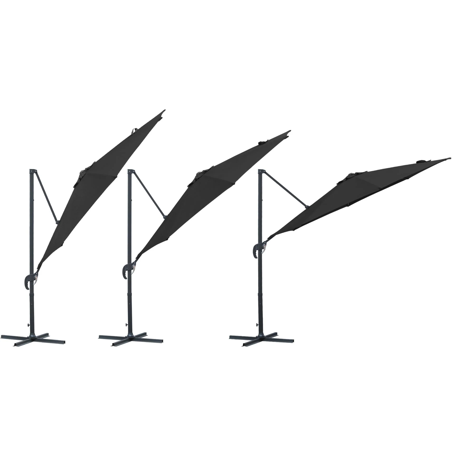 Toughout Totara Outdoor Cantilever Umbrella 3m - Black - Image 6
