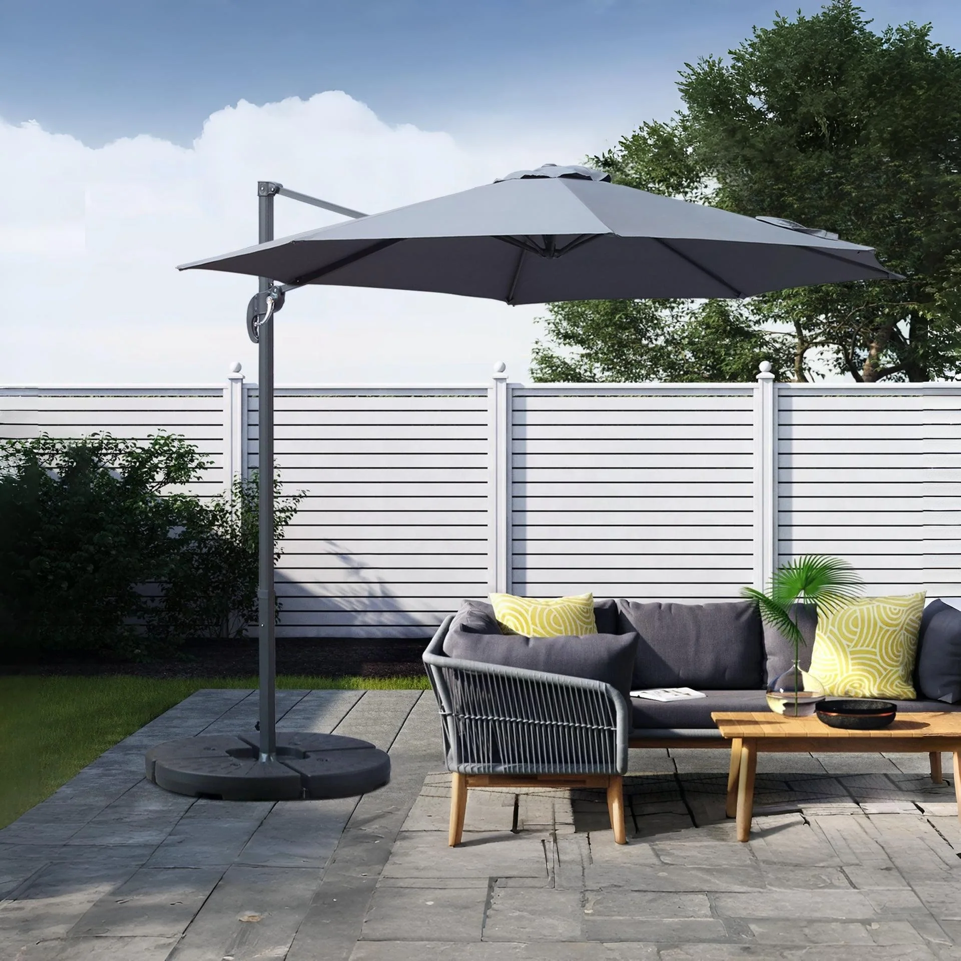 Toughout Totara Outdoor Cantilever Umbrella 3m - Grey