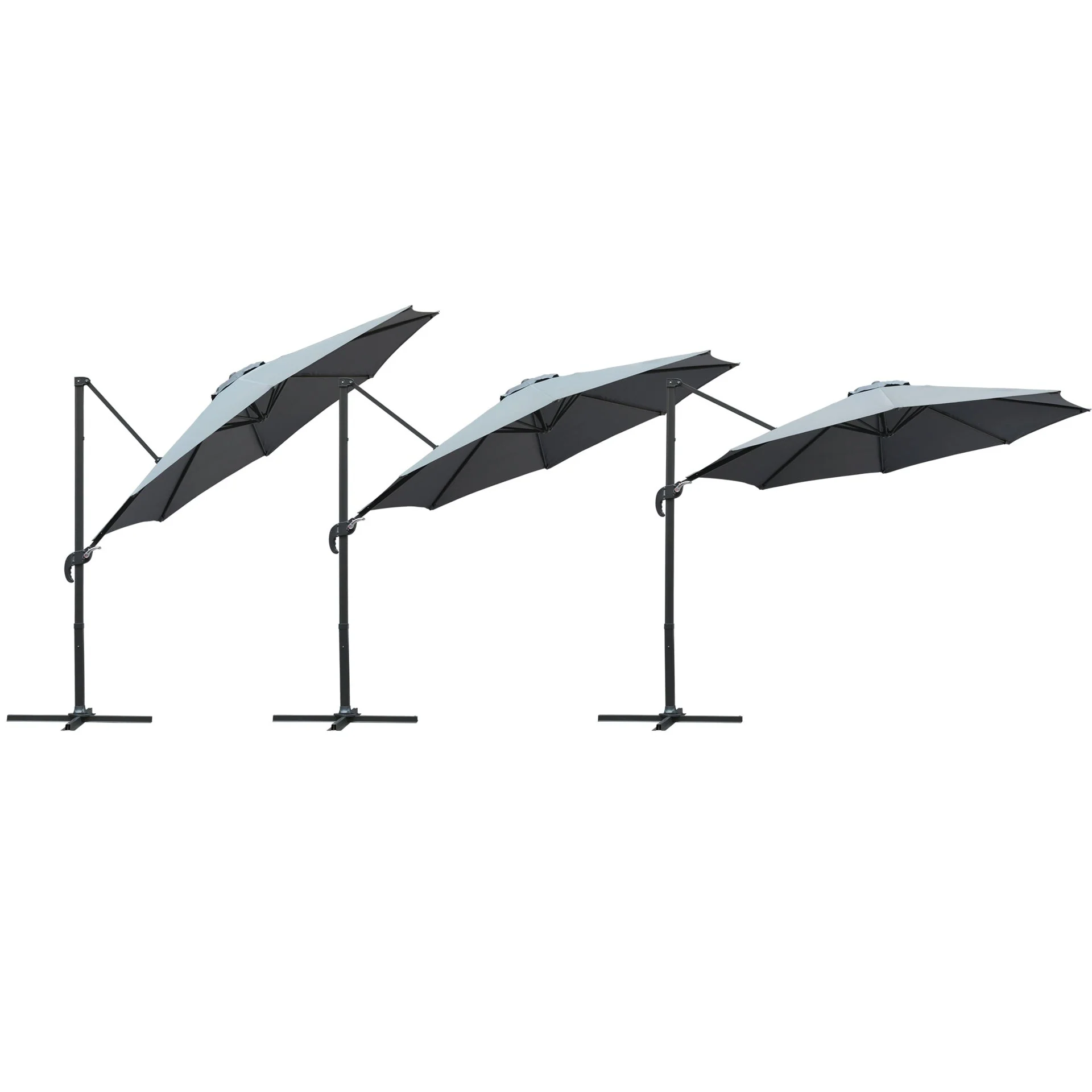 Toughout Totara Outdoor Cantilever Umbrella 3m - Grey - Image 3