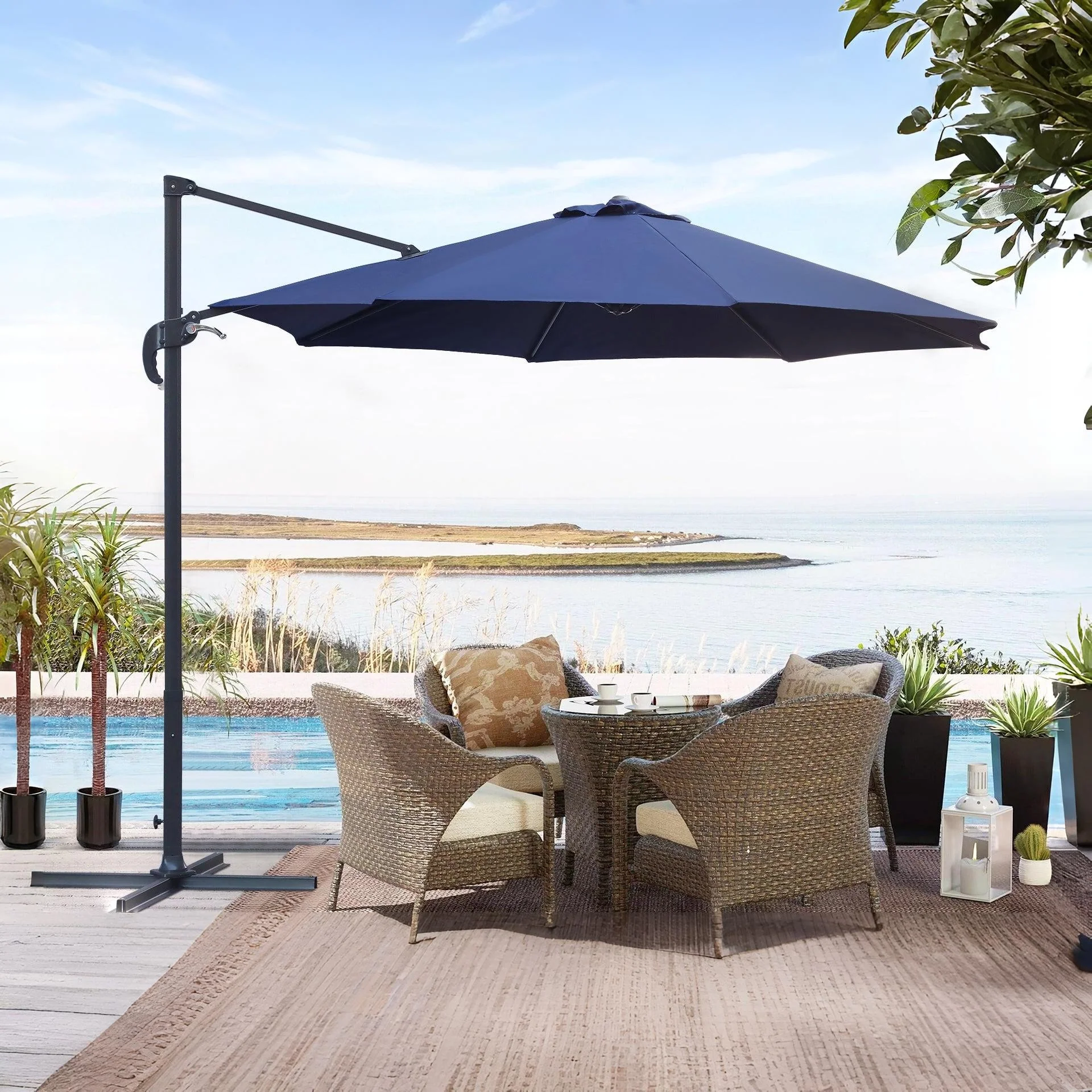 Toughout Totara Outdoor Cantilever Umbrella 3m - Navy - Image 2