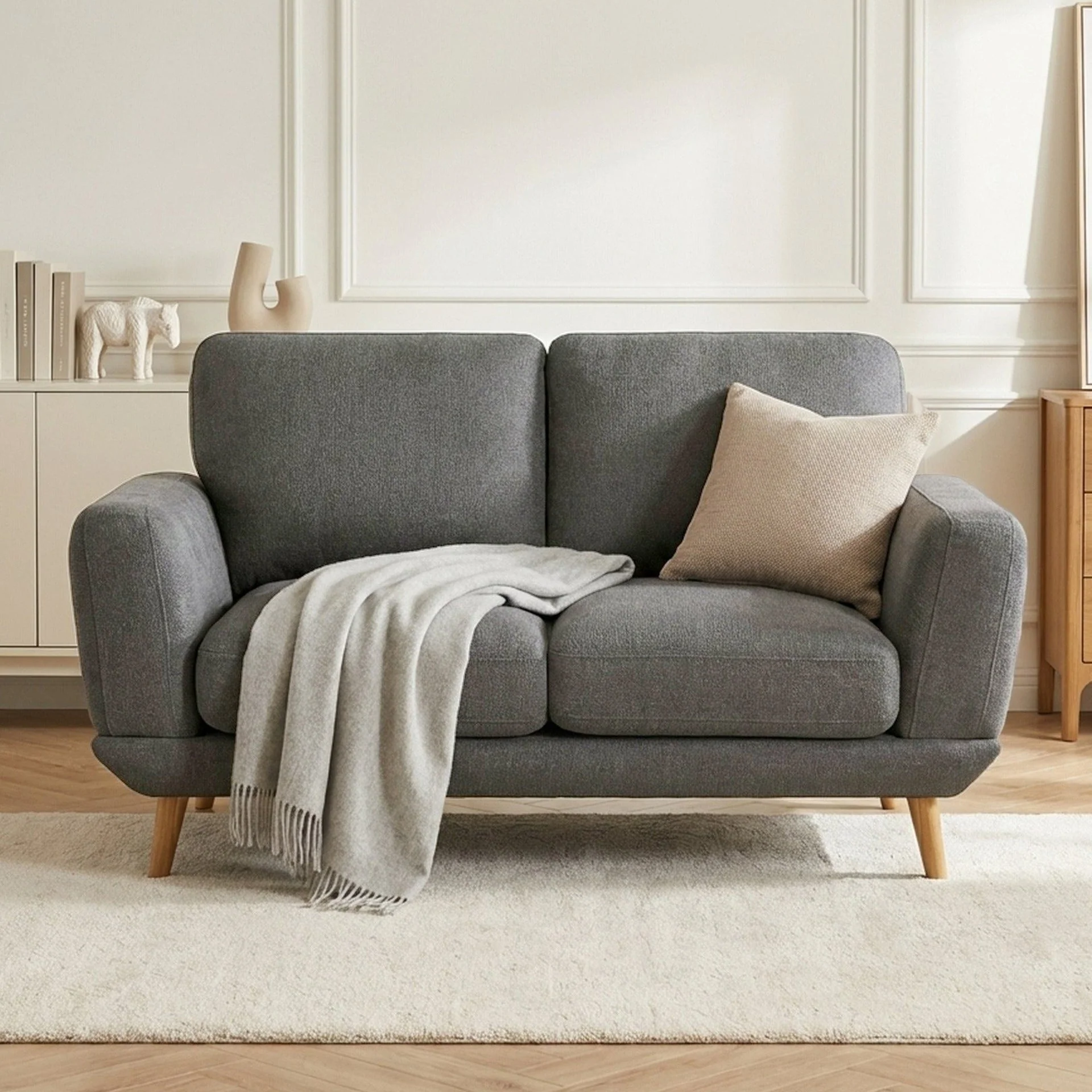 Tova Chenille 2 Seater Sofa - Ash Grey