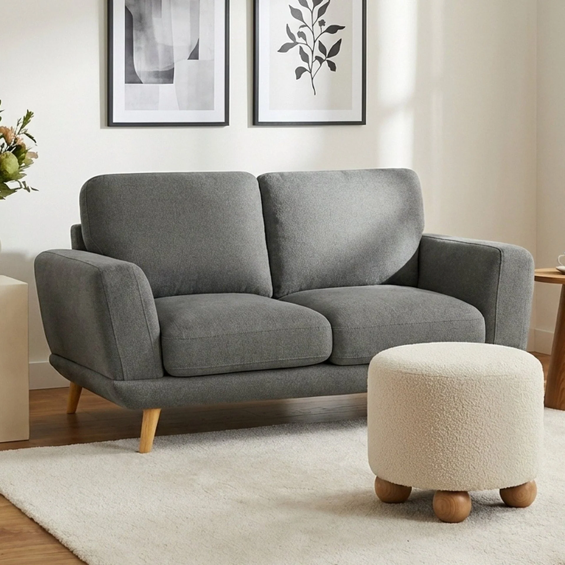 Tova Chenille 2 Seater Sofa - Ash Grey - Image 3