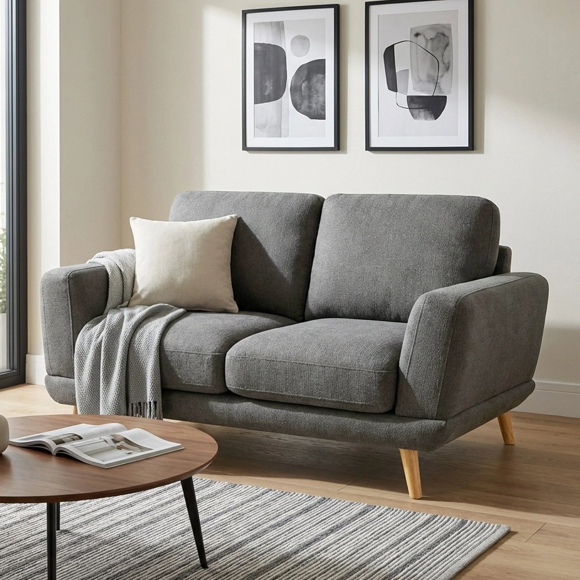 Tova Chenille 2 Seater Sofa - Ash Grey - Image 4