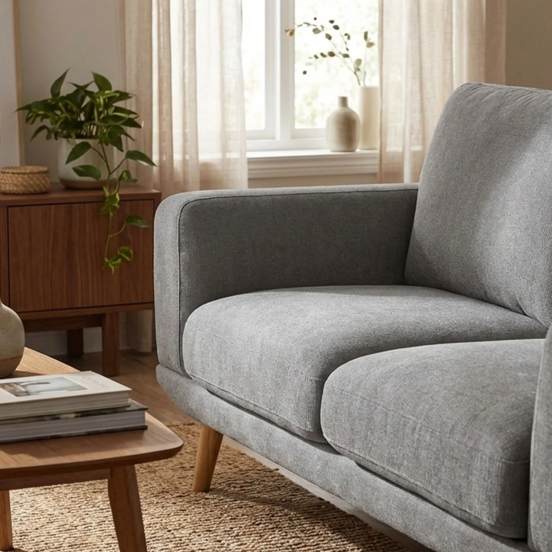 Tova Chenille 2 Seater Sofa - Ash Grey - Image 5