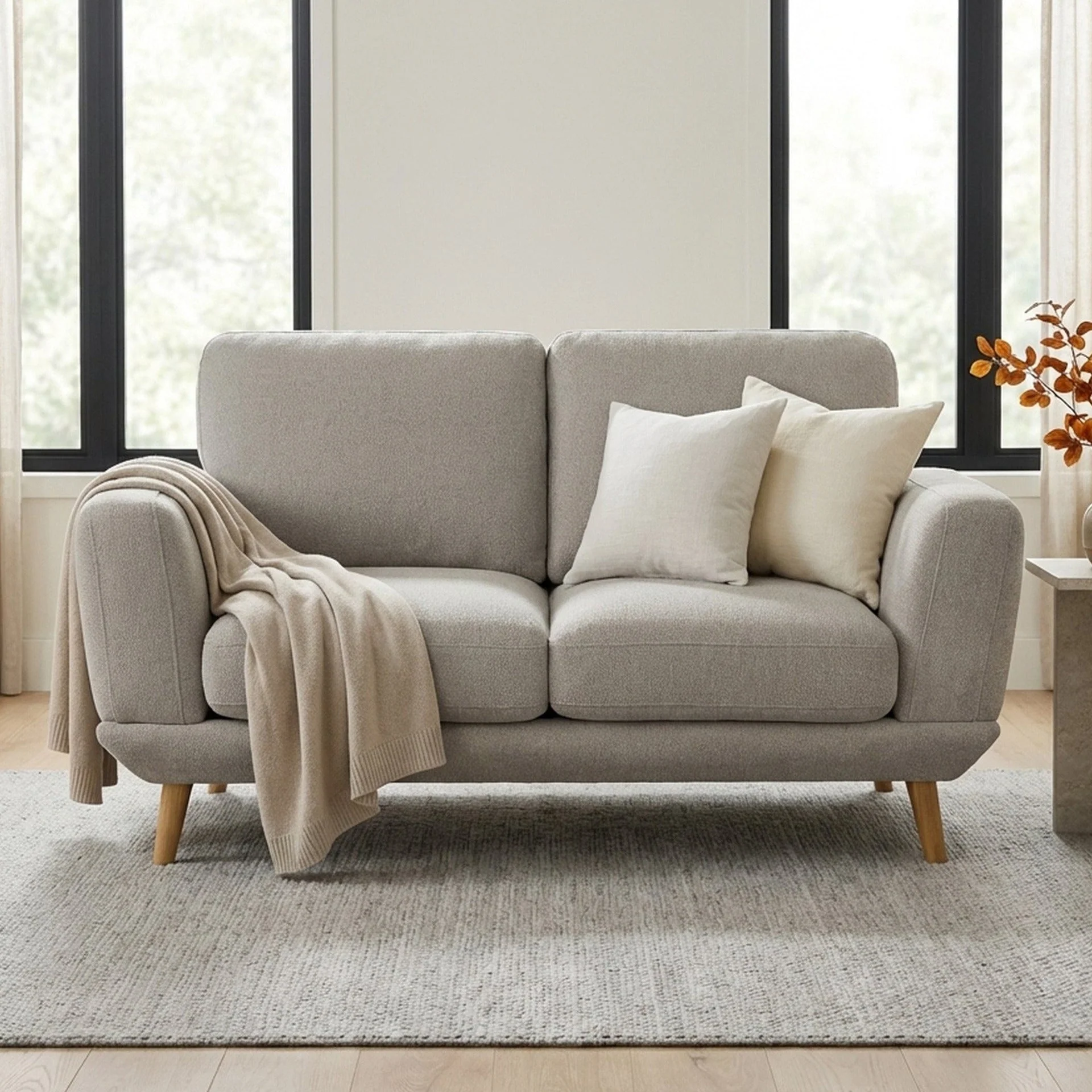 Tova Chenille 2 Seater Sofa - Beige - Image 2