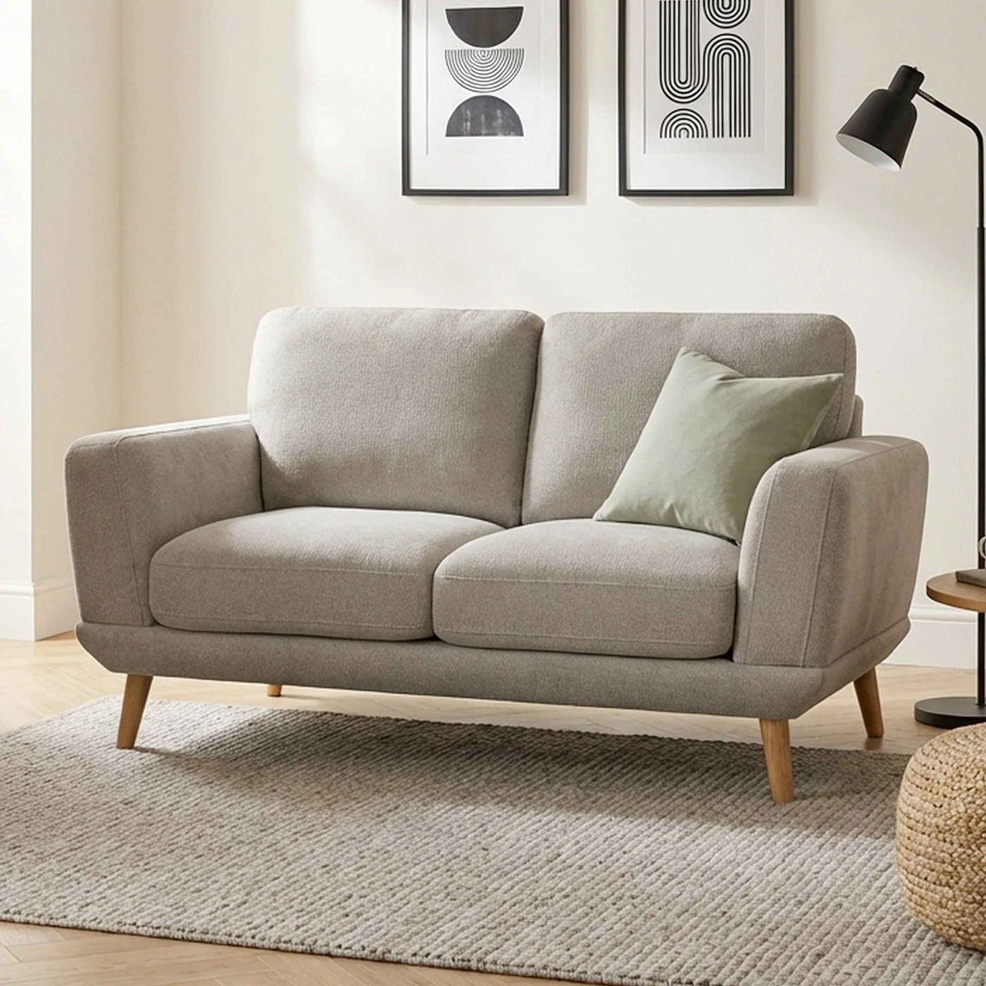Tova Chenille 2 Seater Sofa - Beige - Image 3