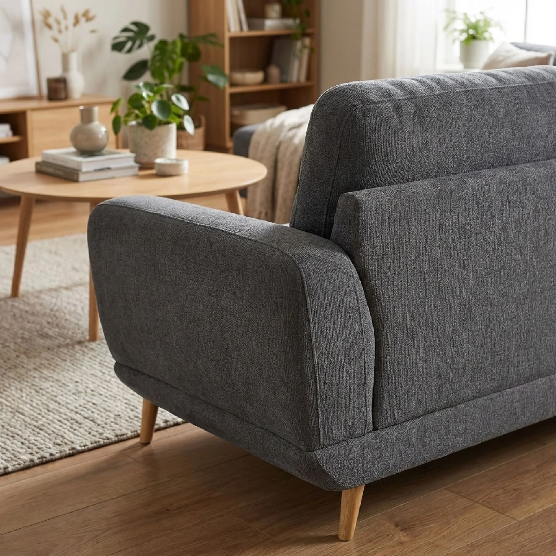 Tova Chenille 2 Seater Sofa - Dark Grey - Image 4