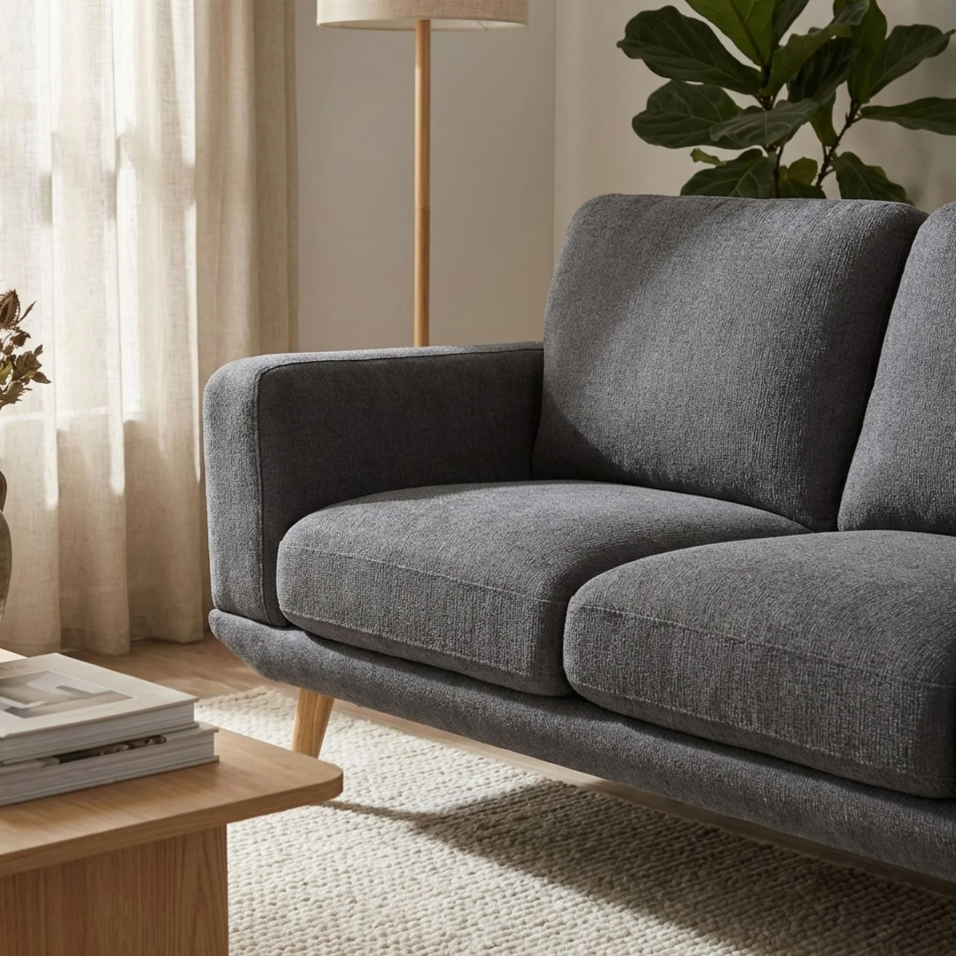 Tova Chenille 2 Seater Sofa - Dark Grey - Image 5