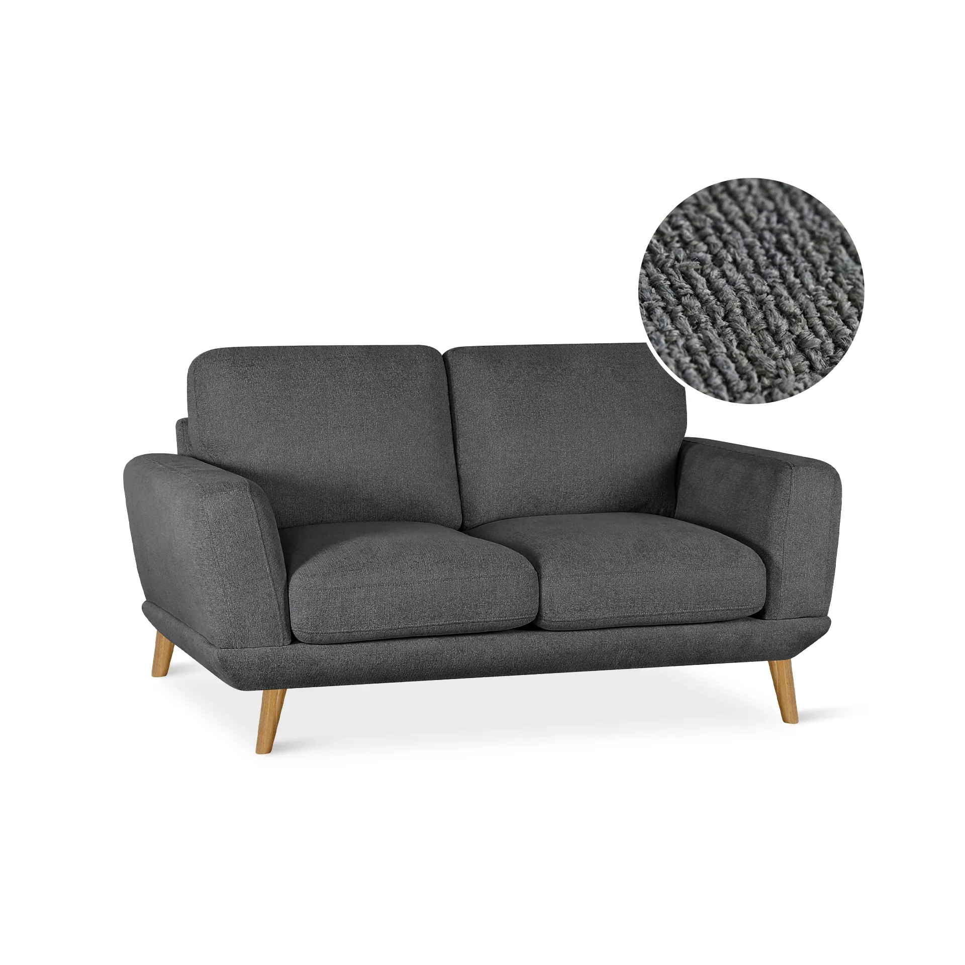 Tova Chenille 2 Seater Sofa - Dark Grey - Image 6