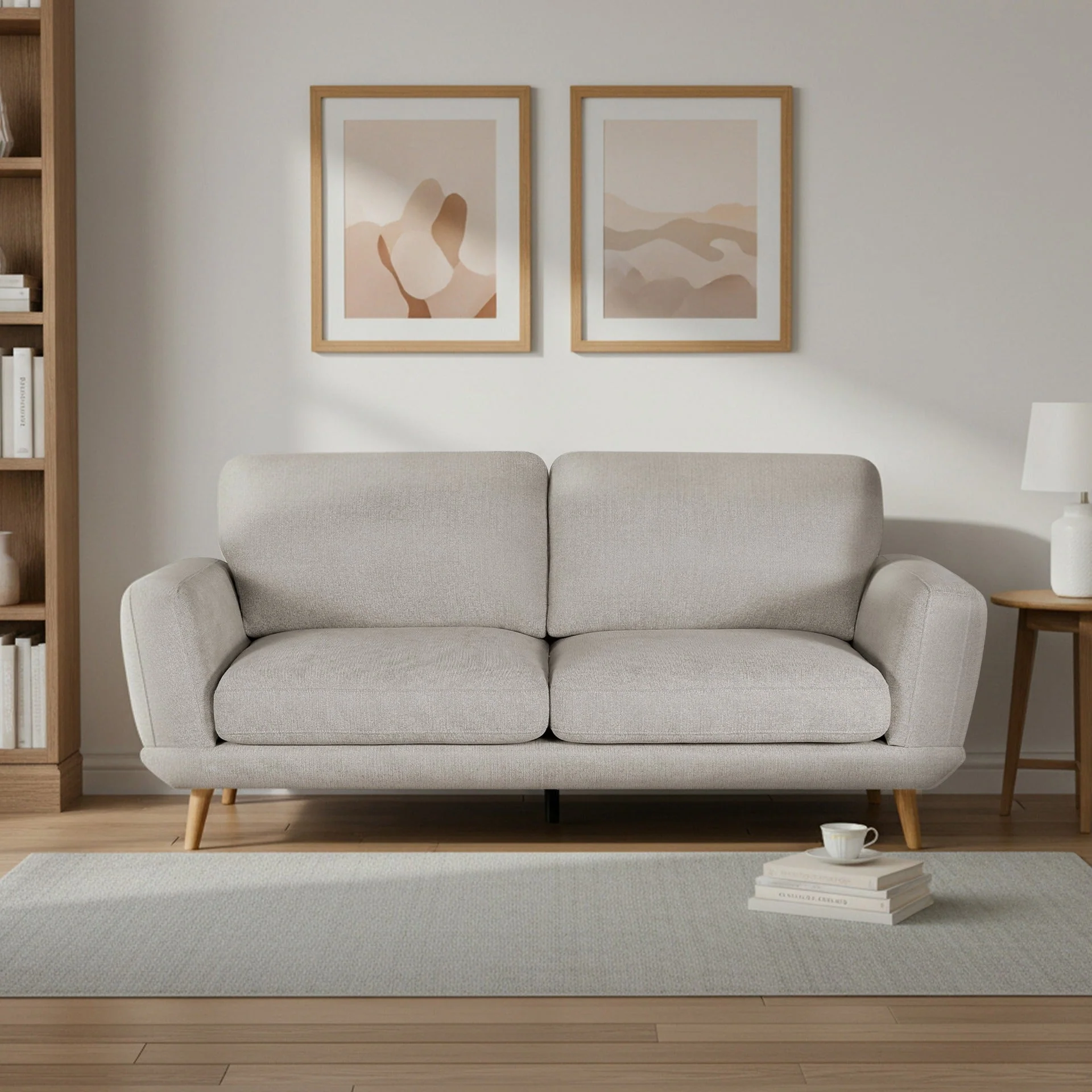 Tova Chenille 3 Seater Sofa - Beige - Image 4
