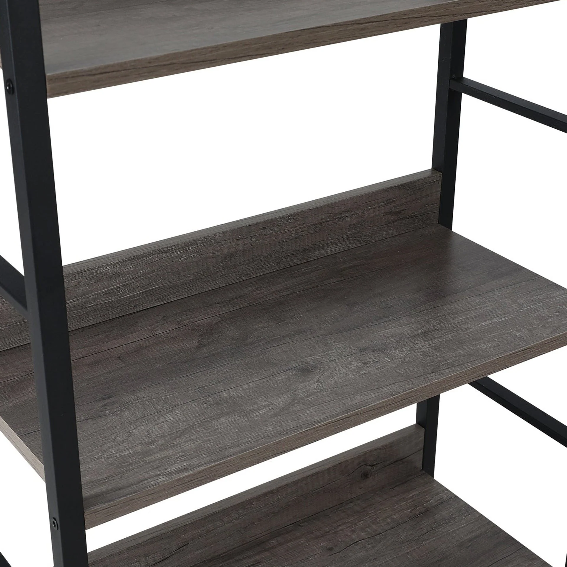 Towai 4 Tier Storage Shelf - Grey Oak + Black - Image 11