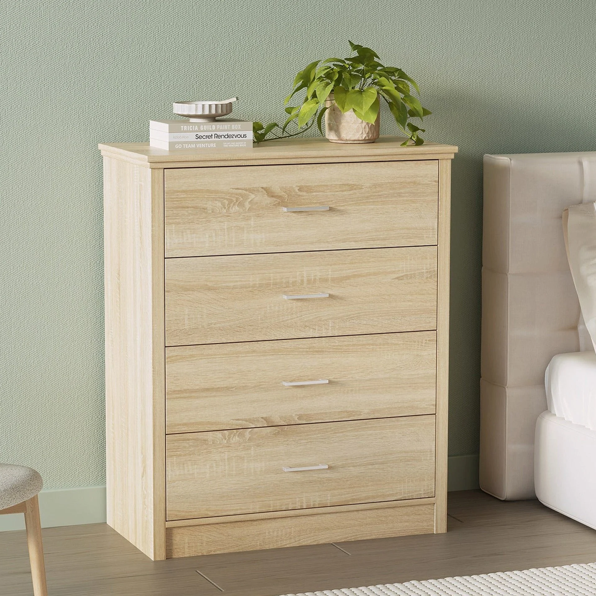 Trace 4 Drawers Tallboy - Oak - Image 2