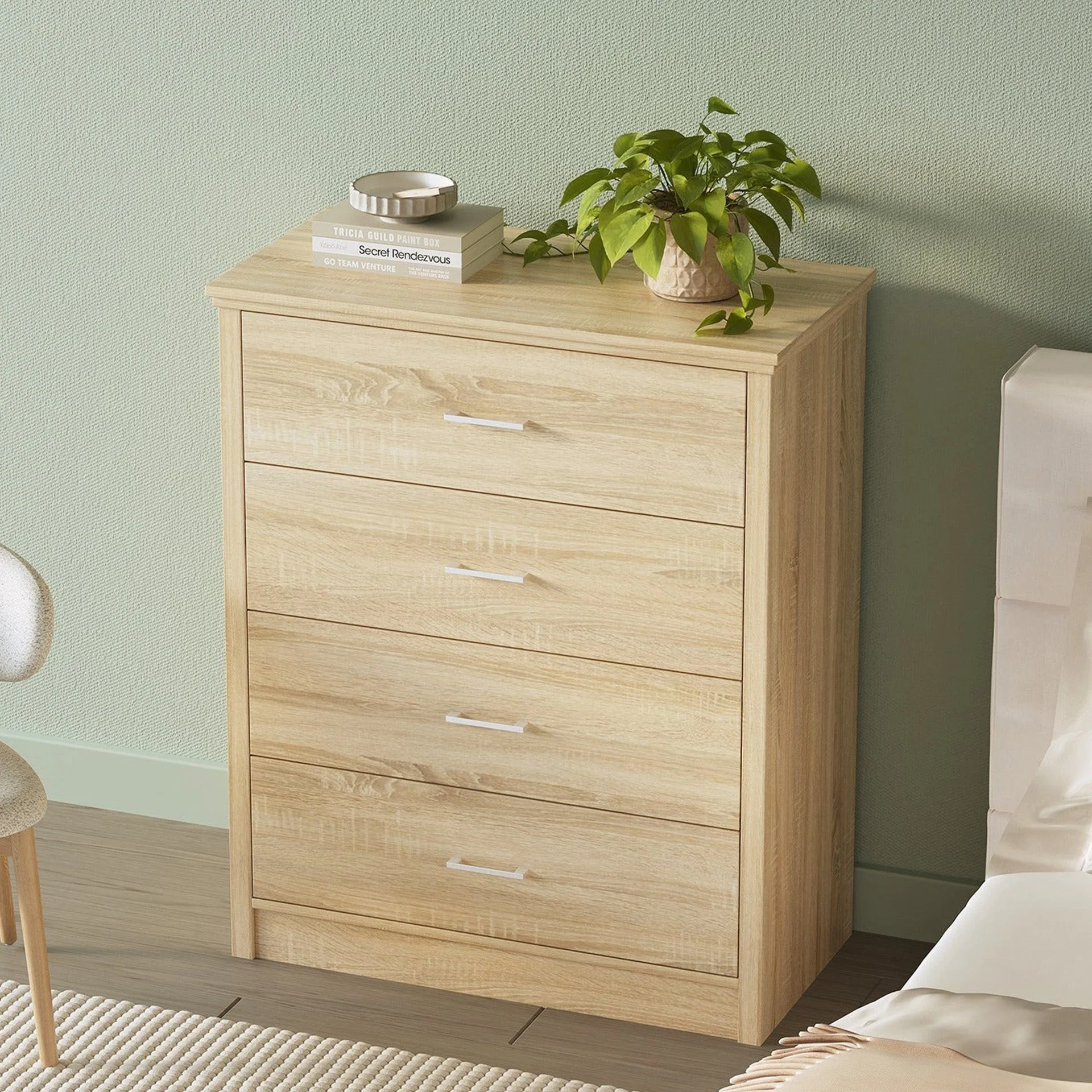 Trace 4 Drawers Tallboy - Oak - Image 3