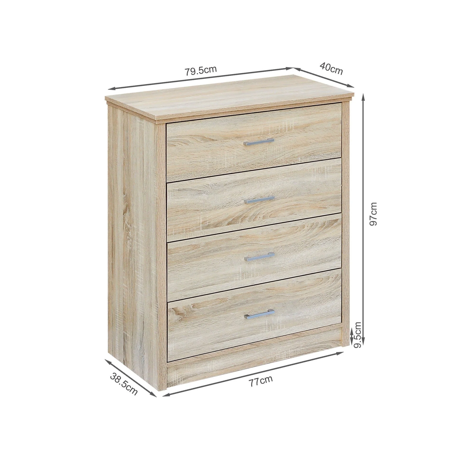 Trace 4 Drawers Tallboy - Oak - Image 7
