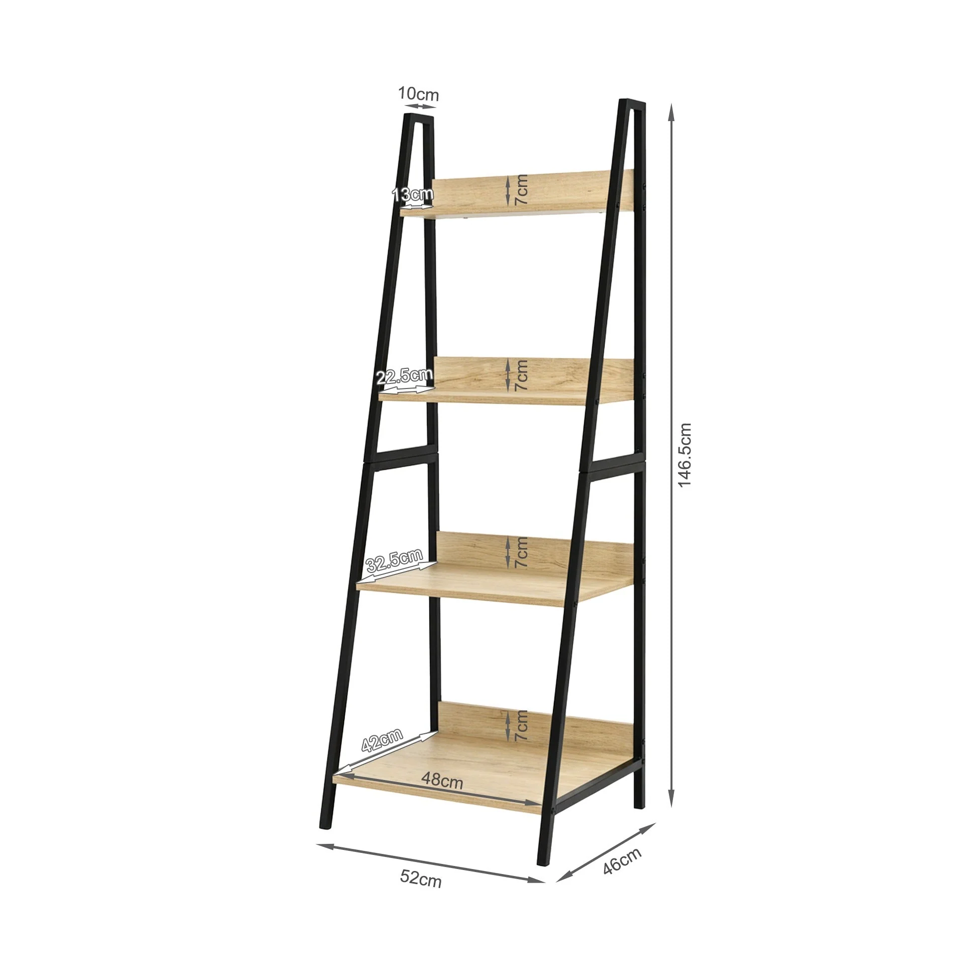 Trestle 4 Tier Ladder Storage Shelf - Oak - Image 11