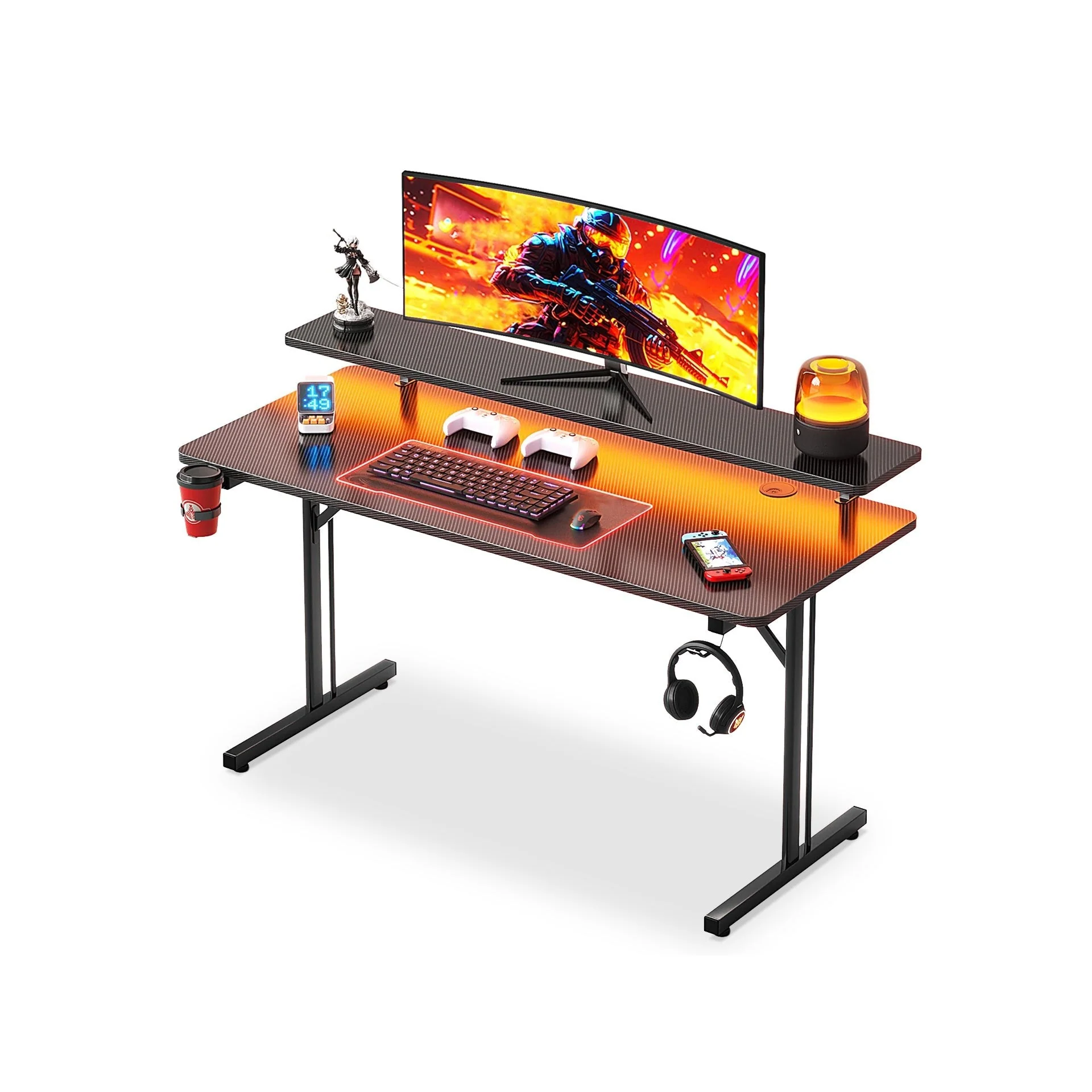 Tucker 100cm LED Gaming Desk - Carbon Black - Image 5