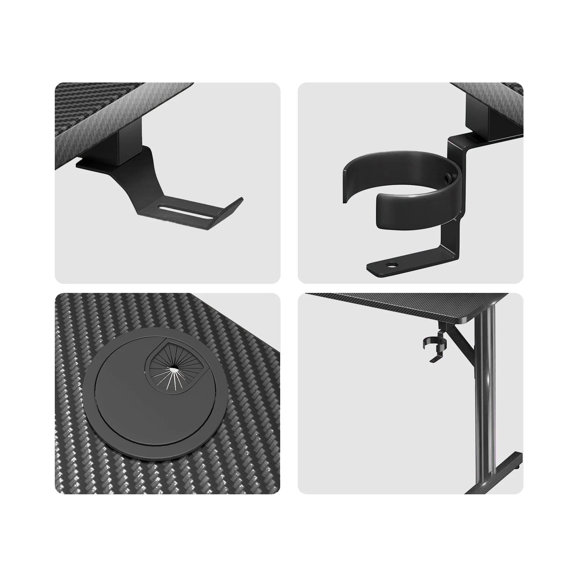 Tucker 100cm LED Gaming Desk - Carbon Black - Image 8