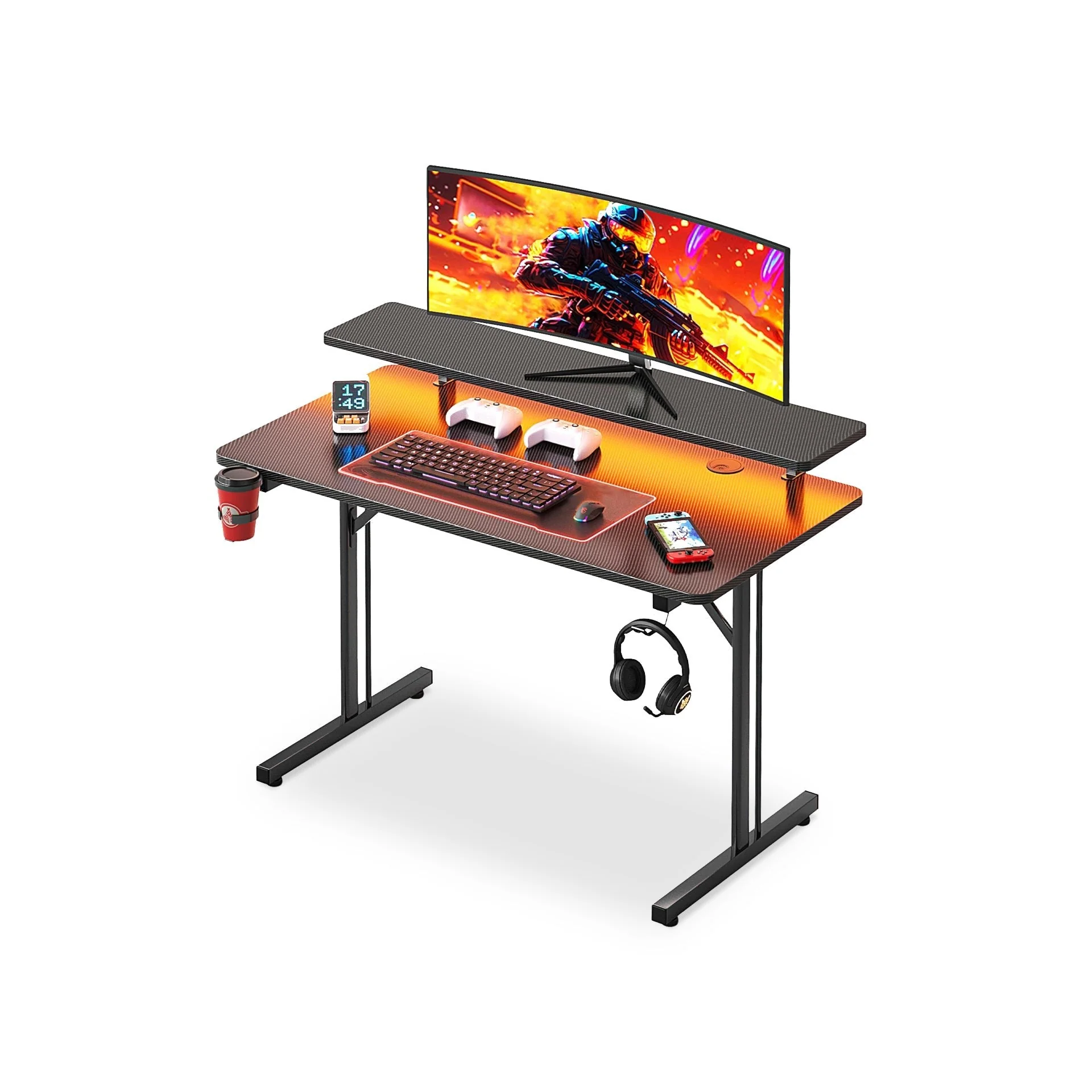 Tucker 80cm LED Gaming Desk - Carbon Black - Image 5