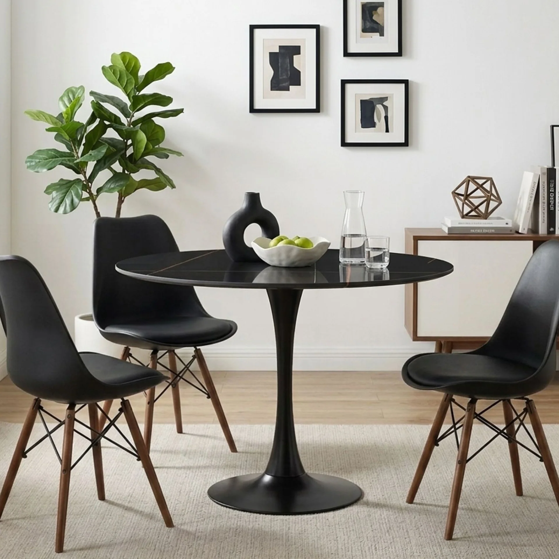 Tulesso Round Dining Table 90x75cm - Golden Black - Image 5