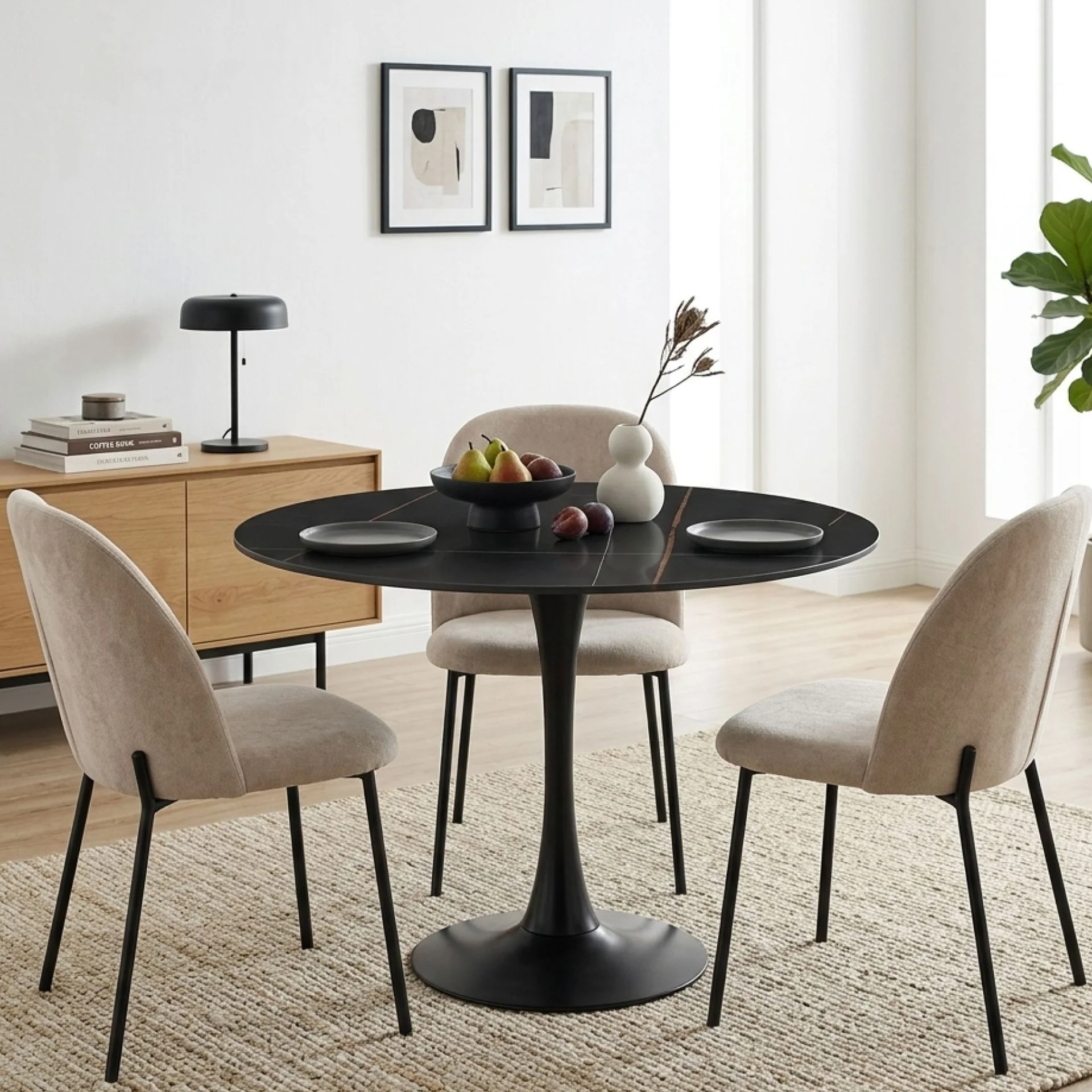 Tulesso Round Dining Table 90x75cm - Golden Black - Image 6