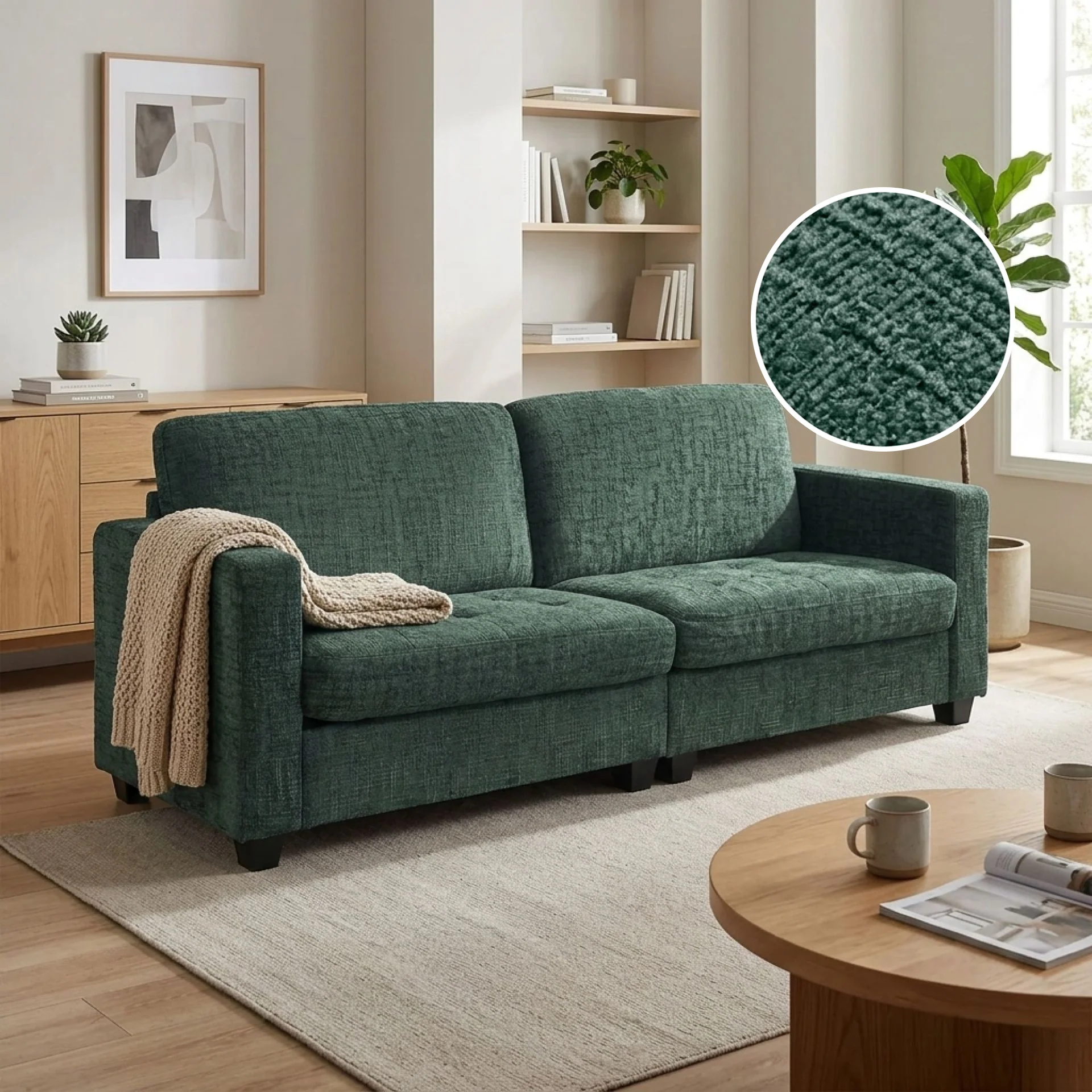 Tussock 3 Seater Sofa - Green - Image 2