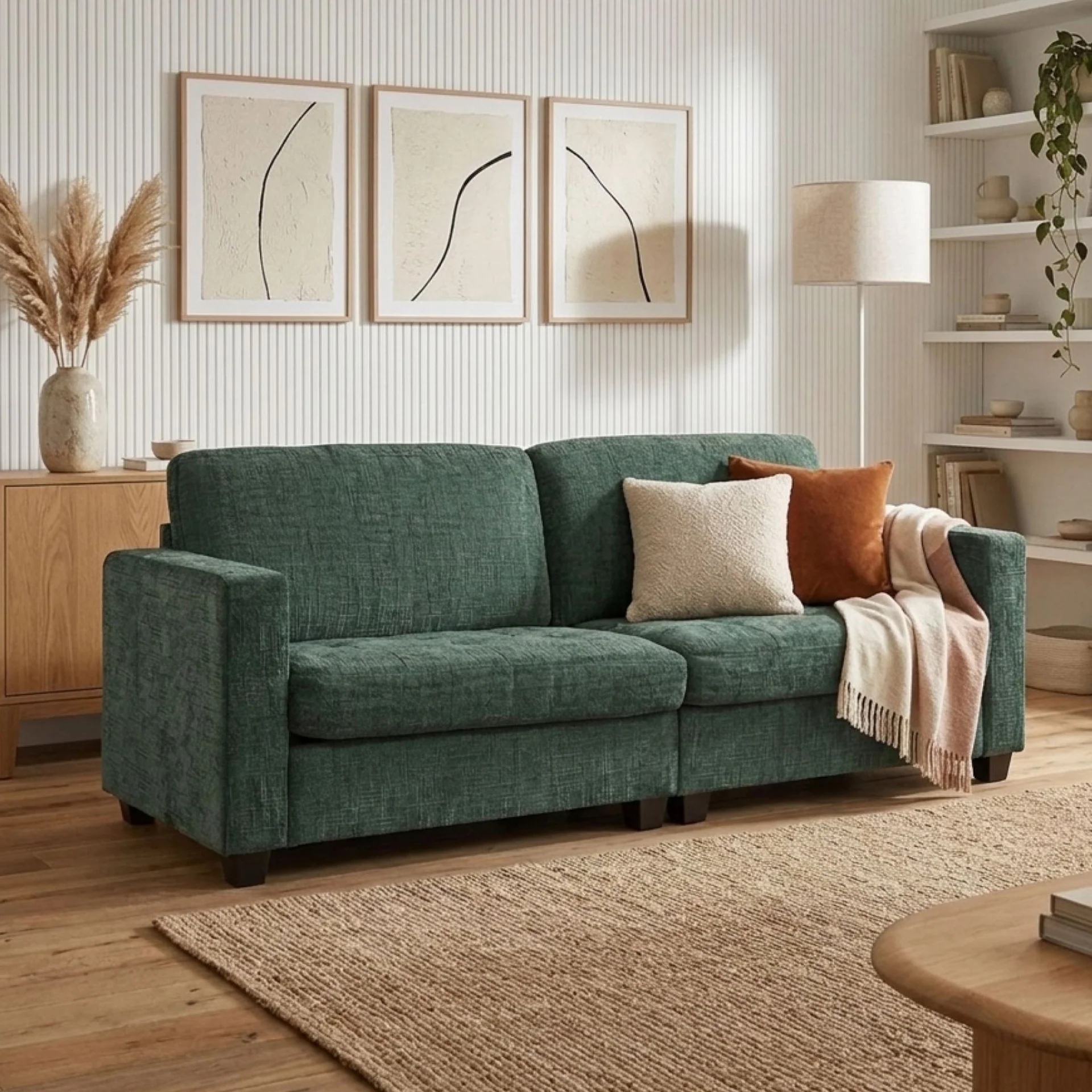 Tussock 3 Seater Sofa - Green - Image 4