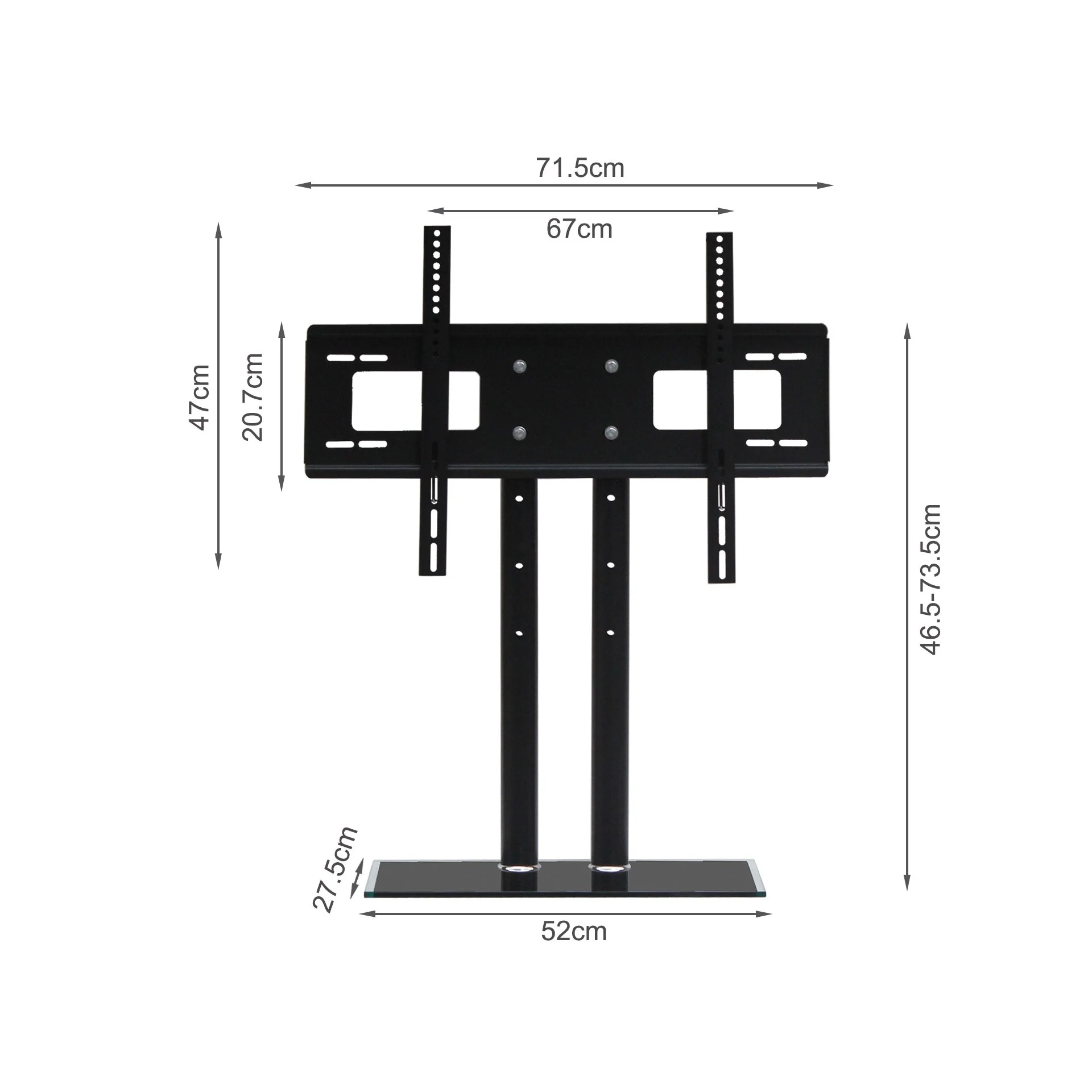 TV Stand With Glass Base Height Adjustable 32-70" - Image 7