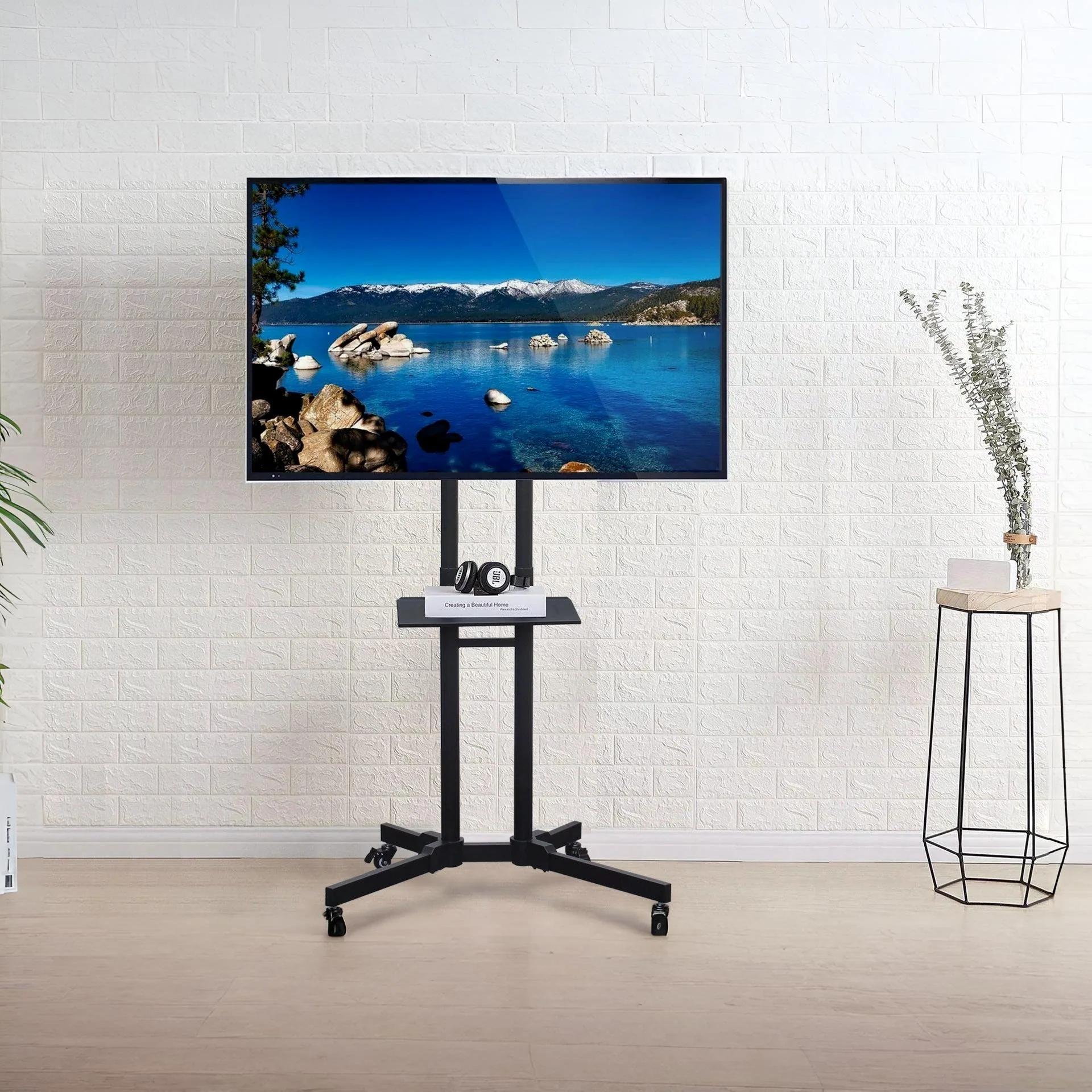 TV Stand With Wheels Height Adjustable 32-65"