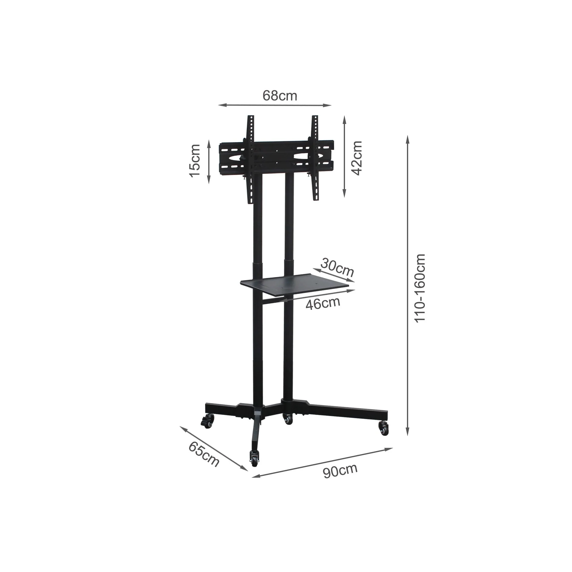 TV Stand With Wheels Height Adjustable 32-65" - Image 4