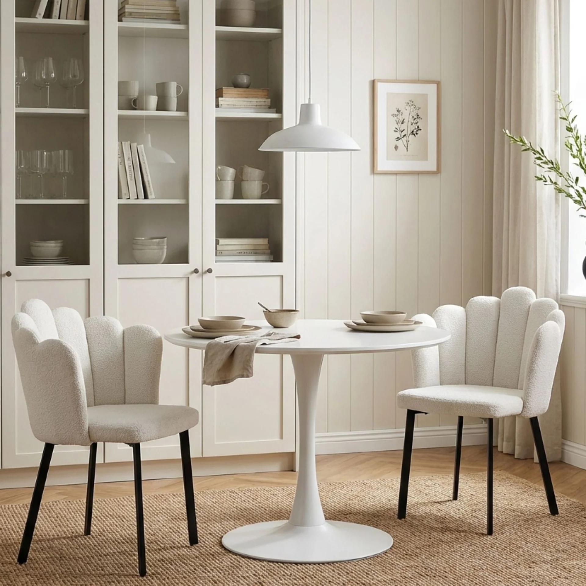 Urban Petal-shaped Upholstered Dining Chair - Set of 2 - Beige - Image 6