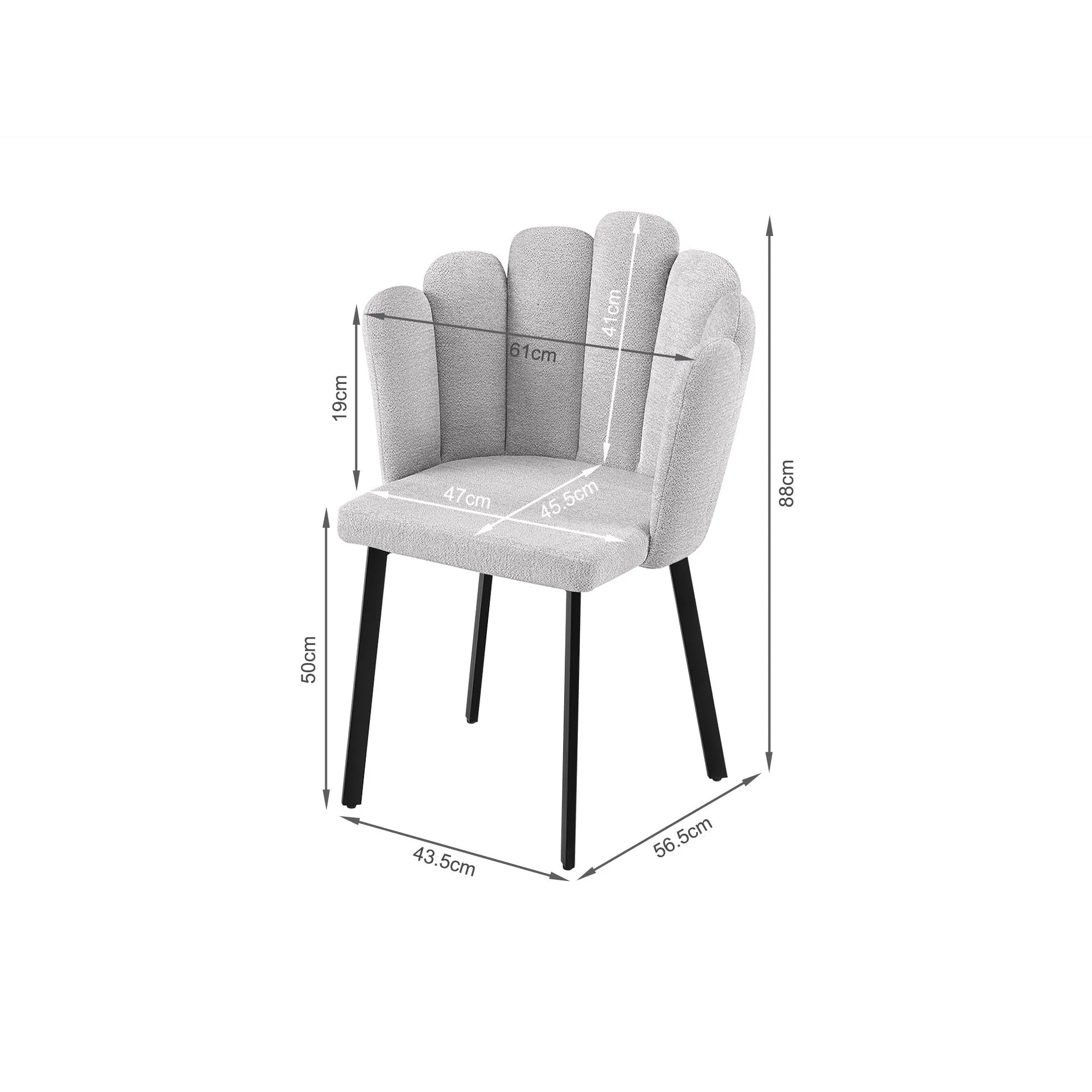 Urban Petal-shaped Upholstered Dining Chair - Set of 2 - Light Grey - Image 11