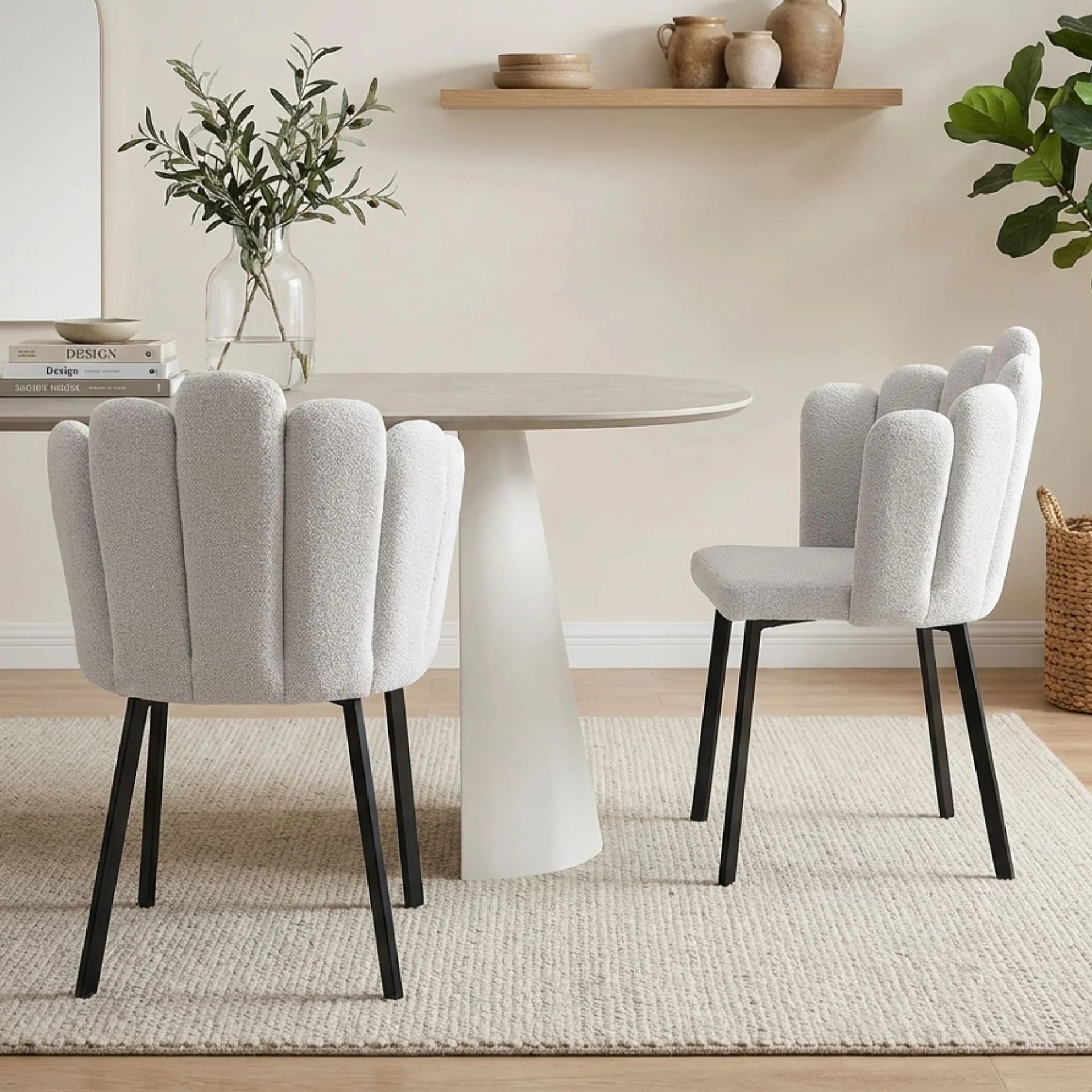 Urban Petal-shaped Upholstered Dining Chair - Set of 2 - Light Grey - Image 4