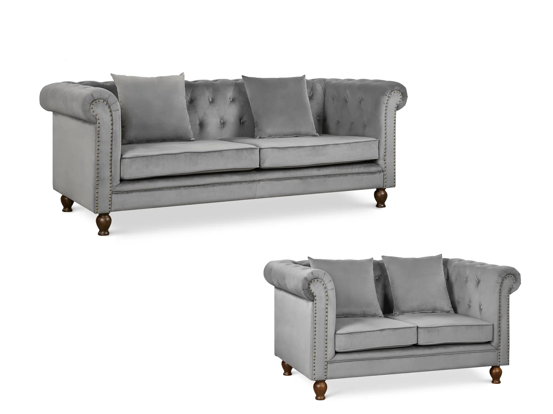 Vagas 2 Piece Sofa Set - Grey - Image 2