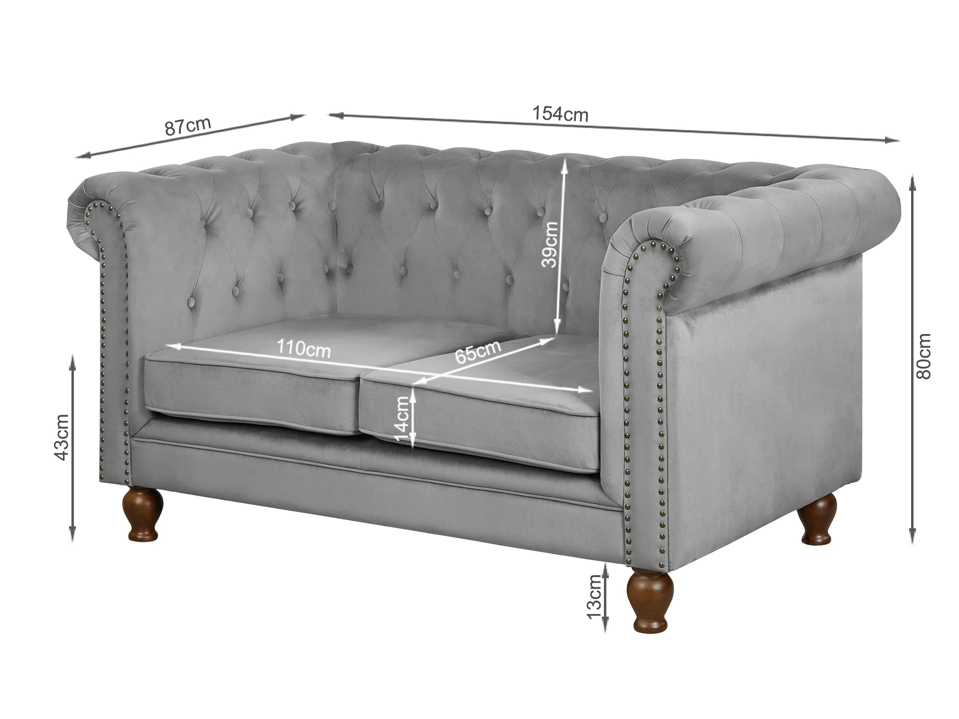 Vagas 2 Seater Sofa - Grey - Image 9