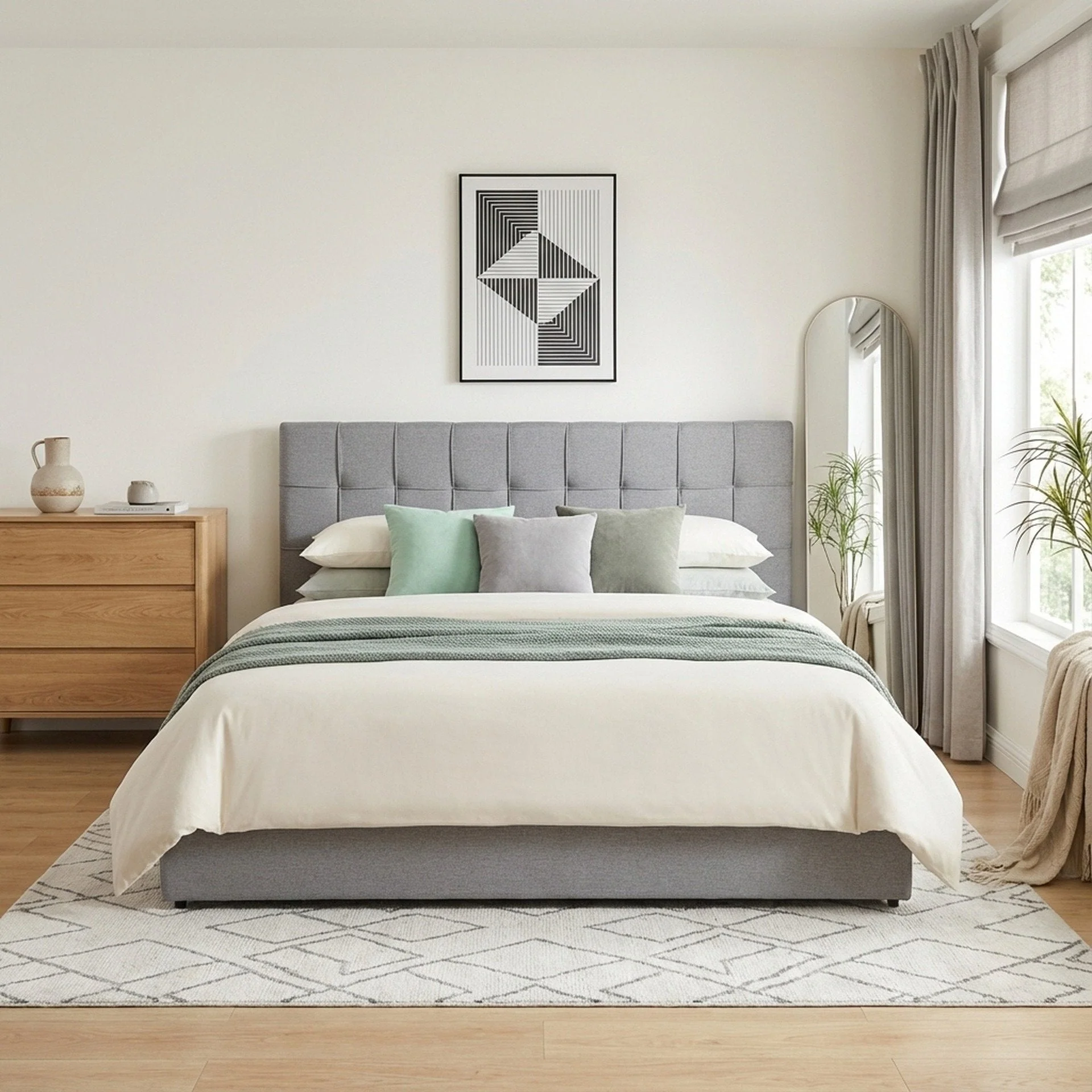 Vano Queen Gas Lift Bed Frame - Grey - Image 4