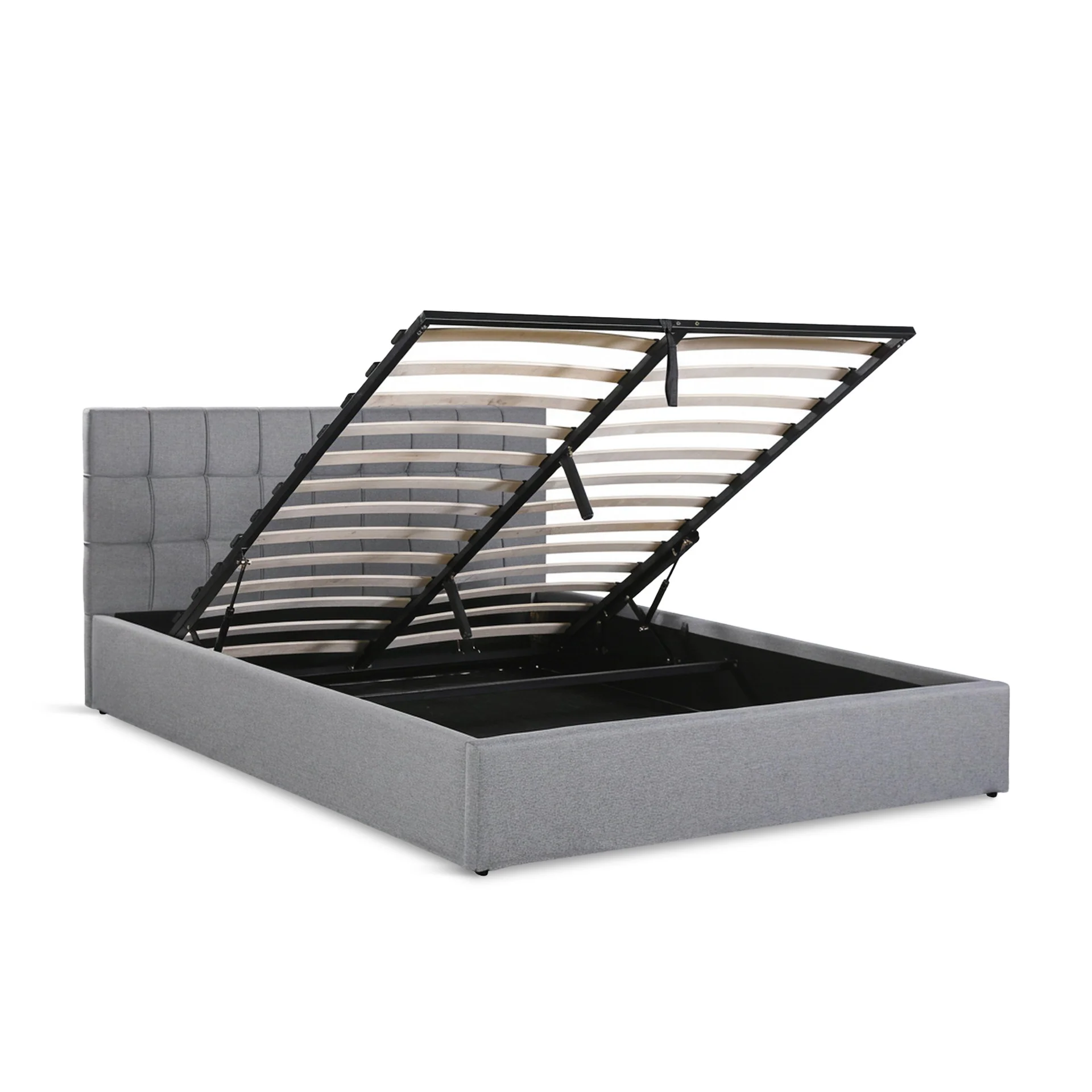 Vano Queen Gas Lift Bed Frame - Grey - Image 9