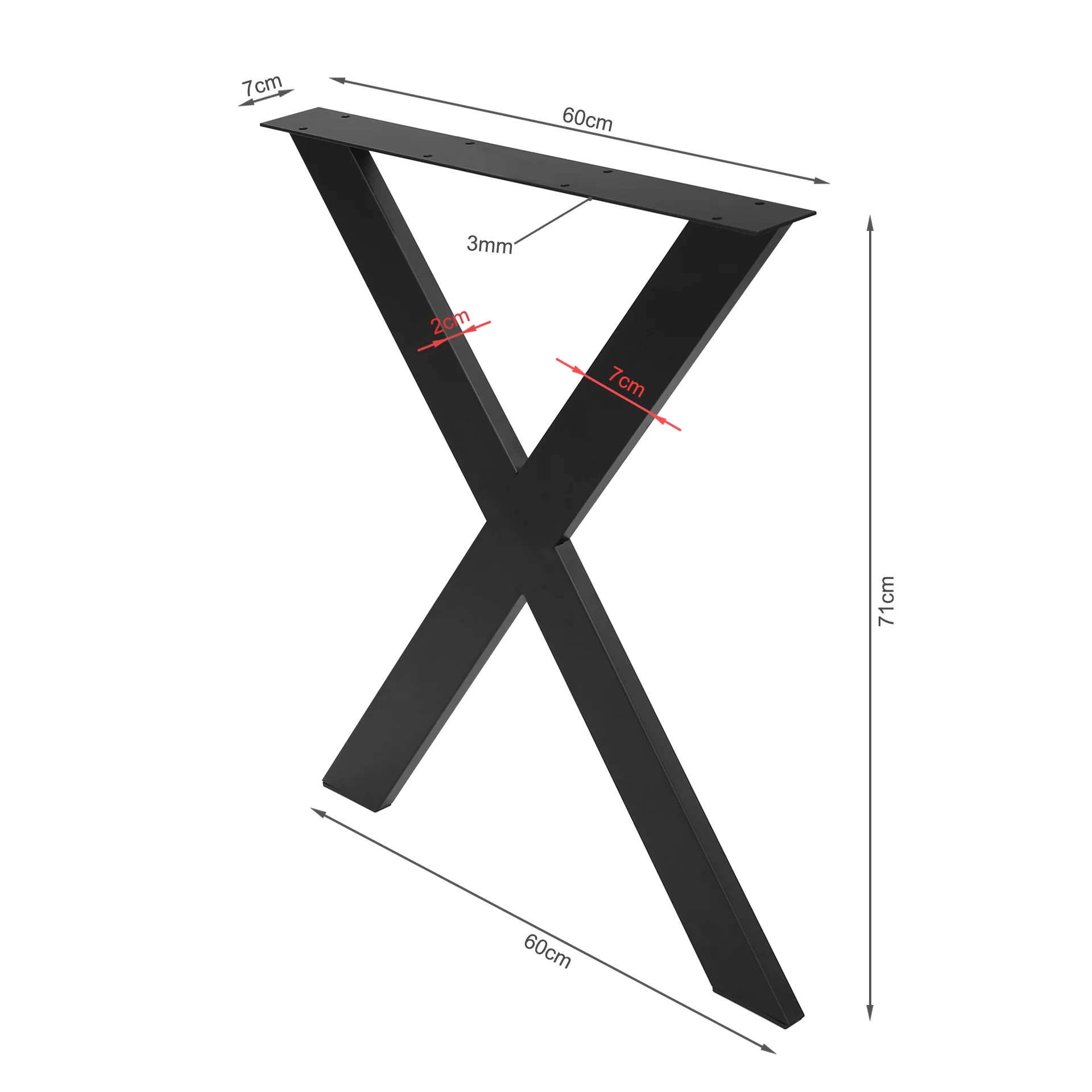 Varex X-Shape Metal Dining Table Legs 60x71cm - Set of 2 - Image 11