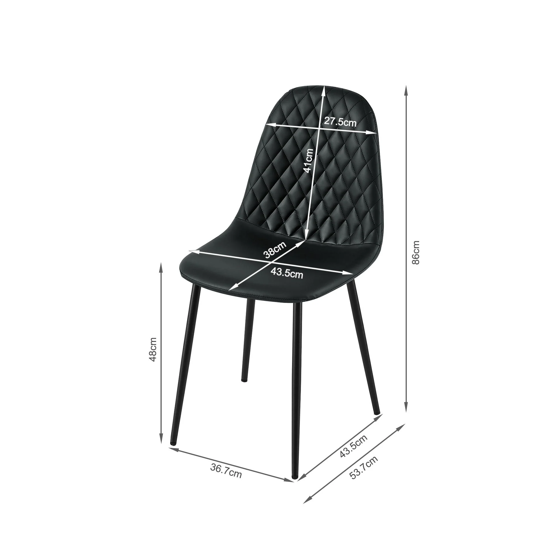 Varo PU Dining Chair - Set of 4 - Black - Image 10