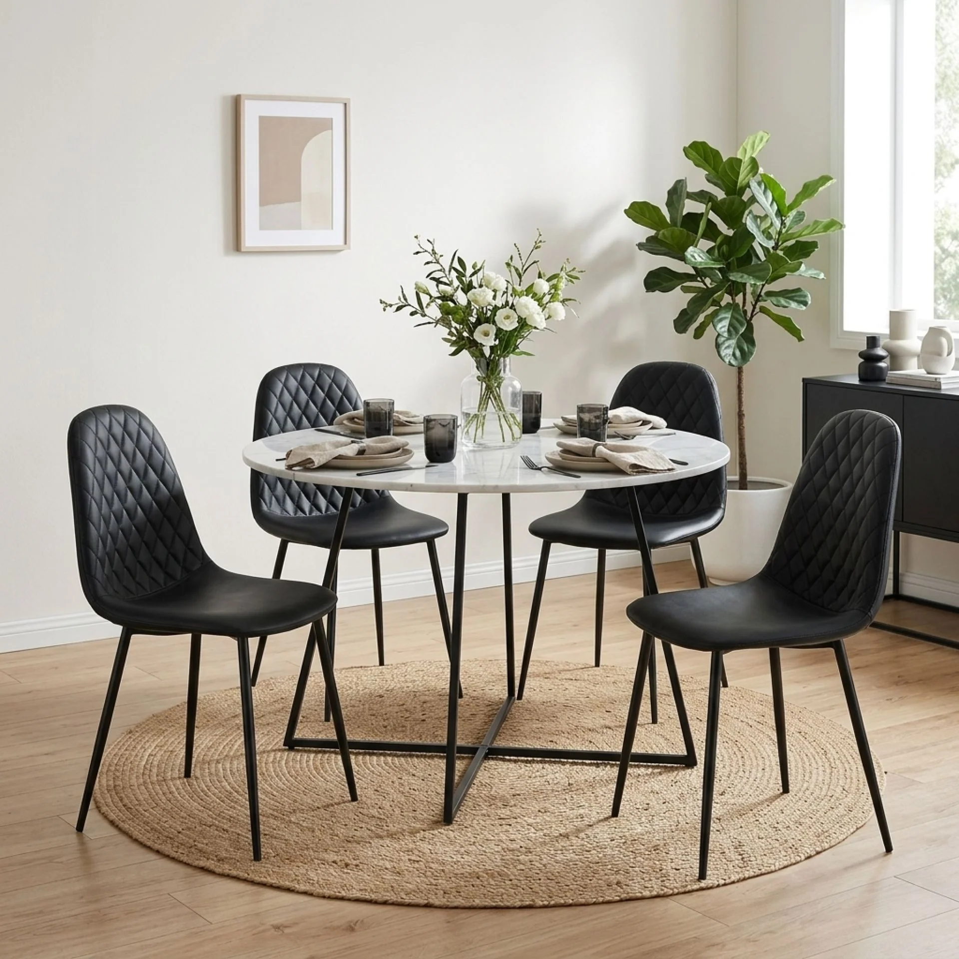 Varo PU Dining Chair - Set of 4 - Black - Image 3
