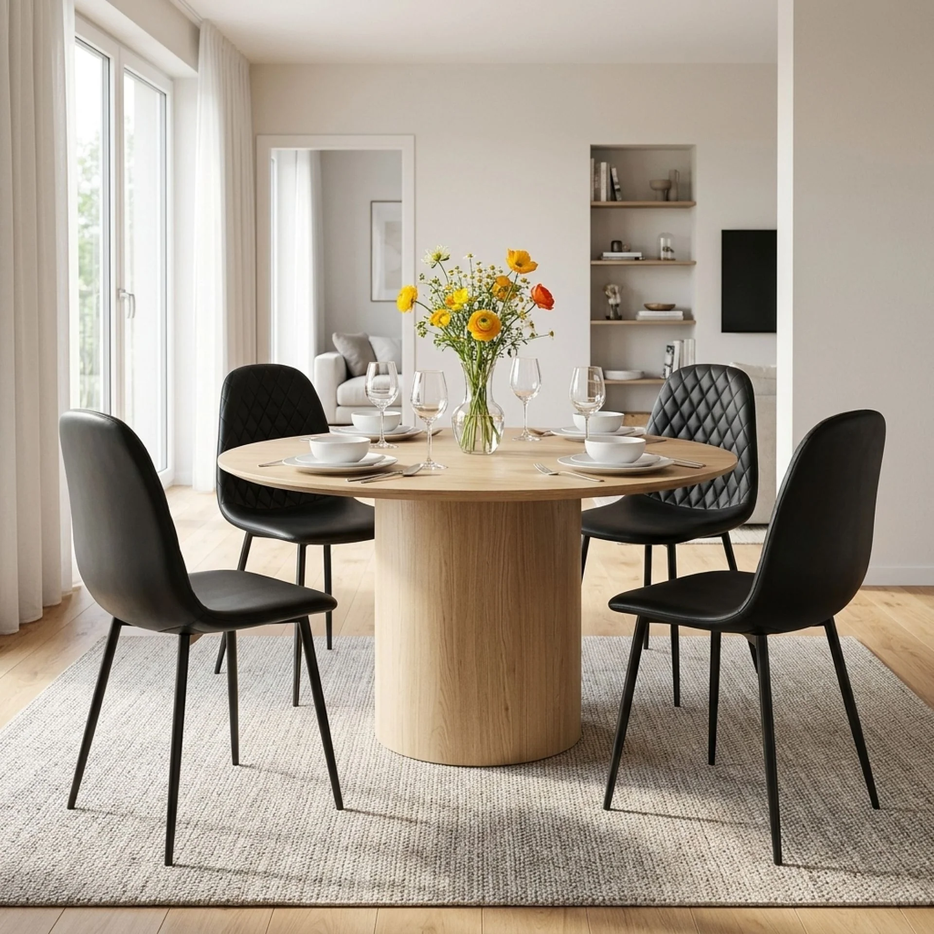 Varo PU Dining Chair - Set of 4 - Black - Image 4